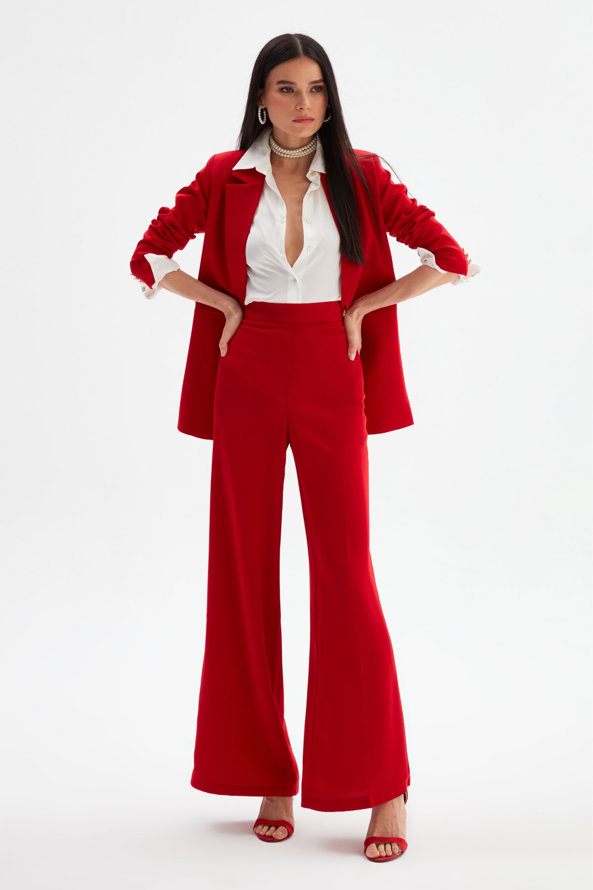 Salaş Krep Pantolon - KIRMIZI