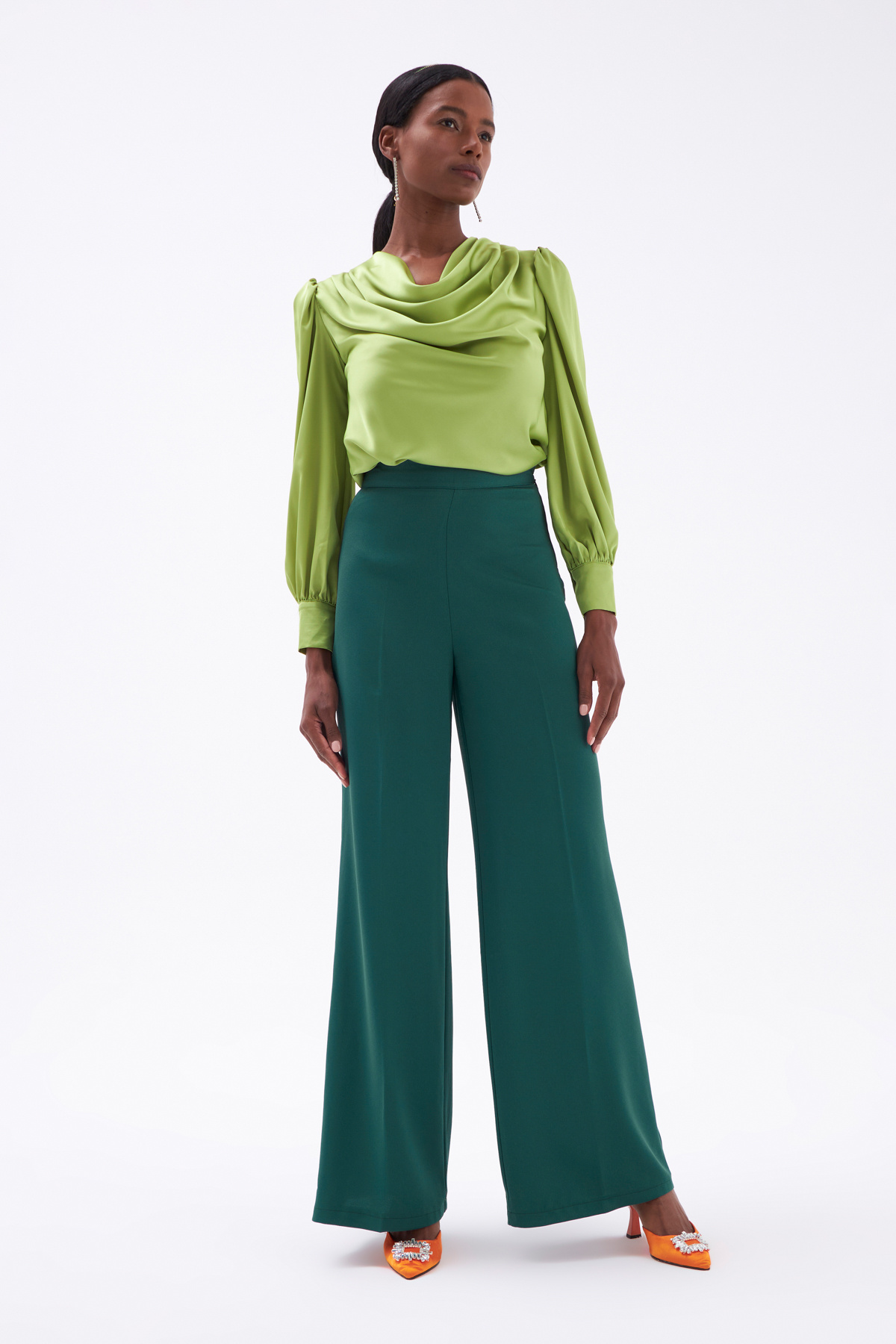 Salaş Krep Pantolon - KOYU YEŞİL