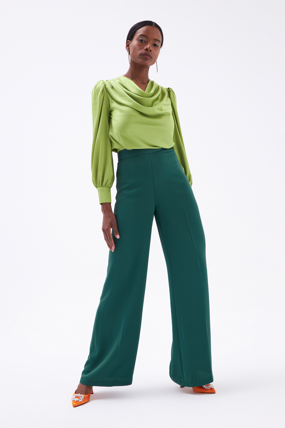 Salaş Krep Pantolon - KOYU YEŞİL