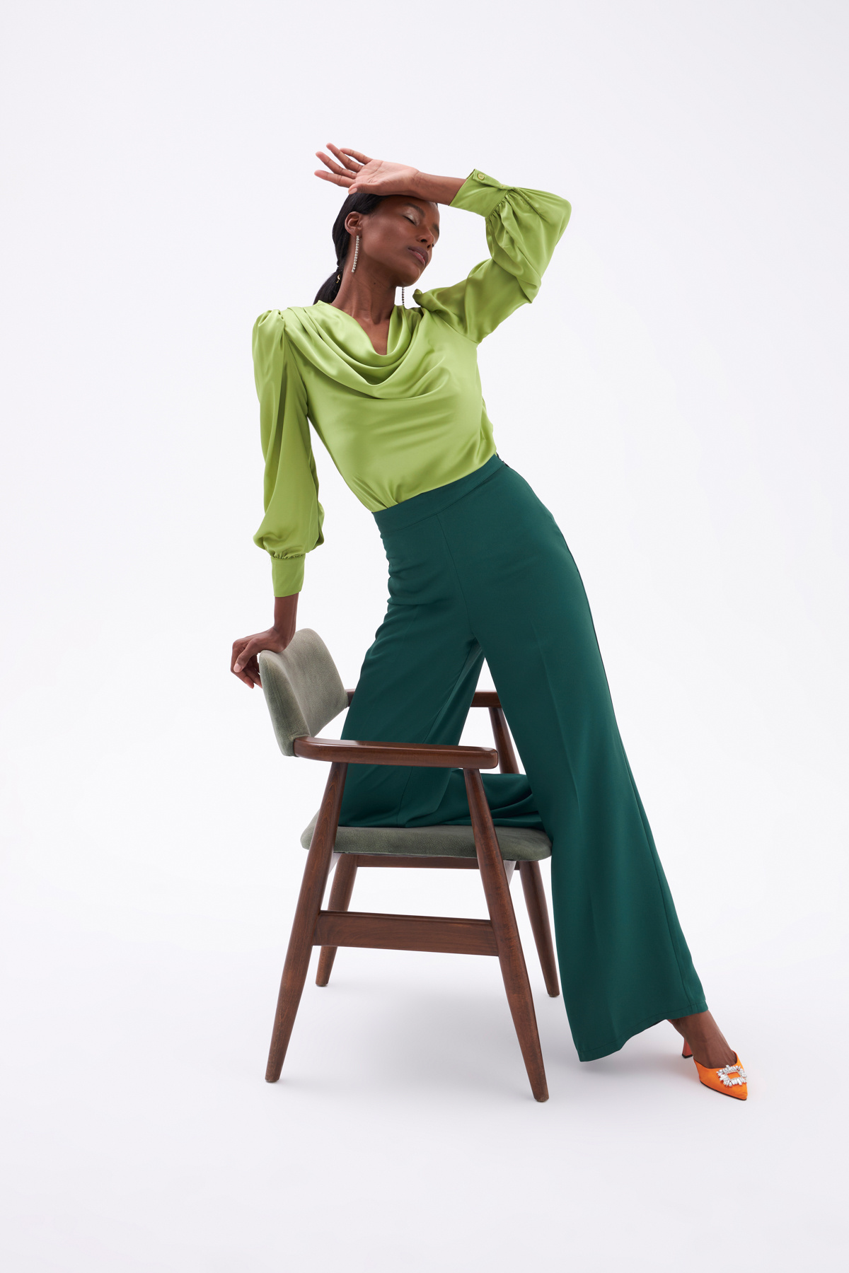 Salaş Krep Pantolon - KOYU YEŞİL