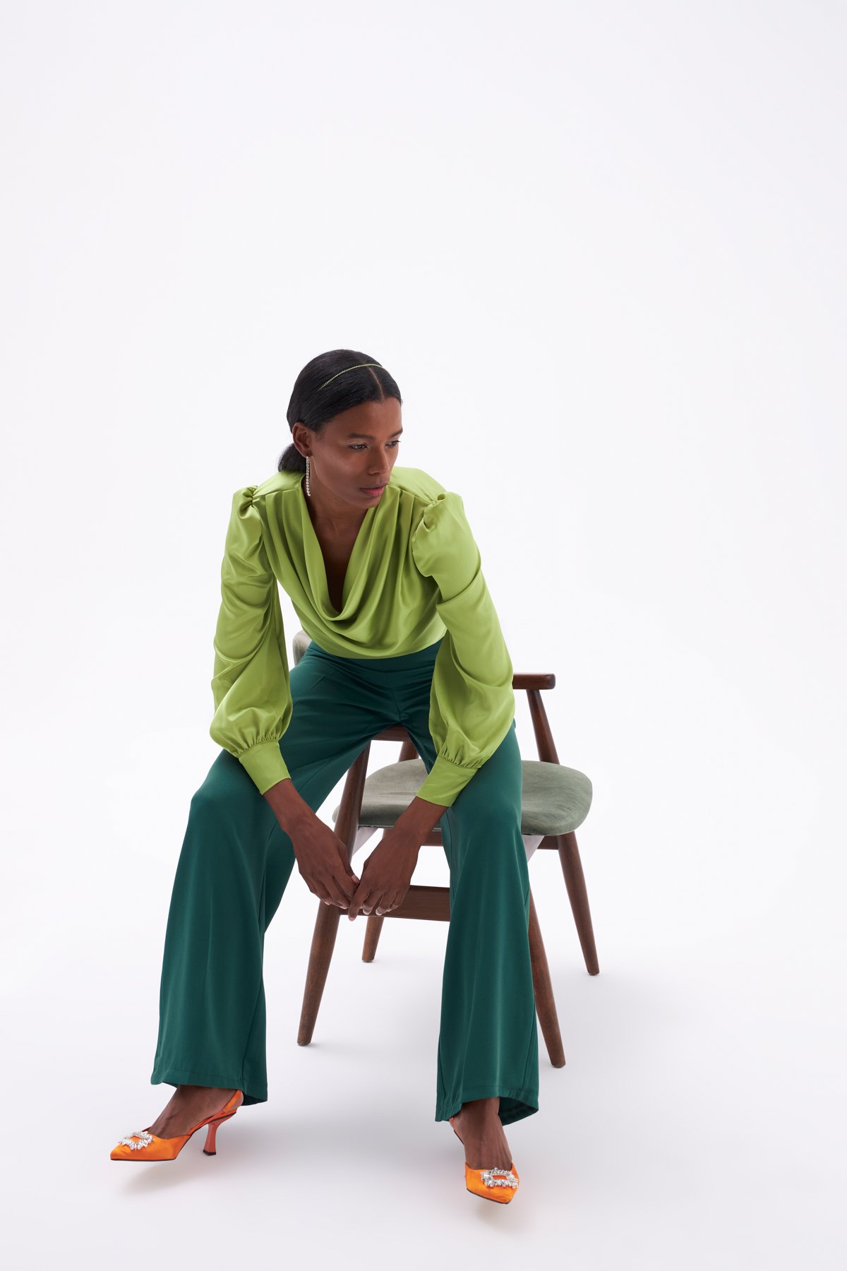 Salaş Krep Pantolon - KOYU YEŞİL