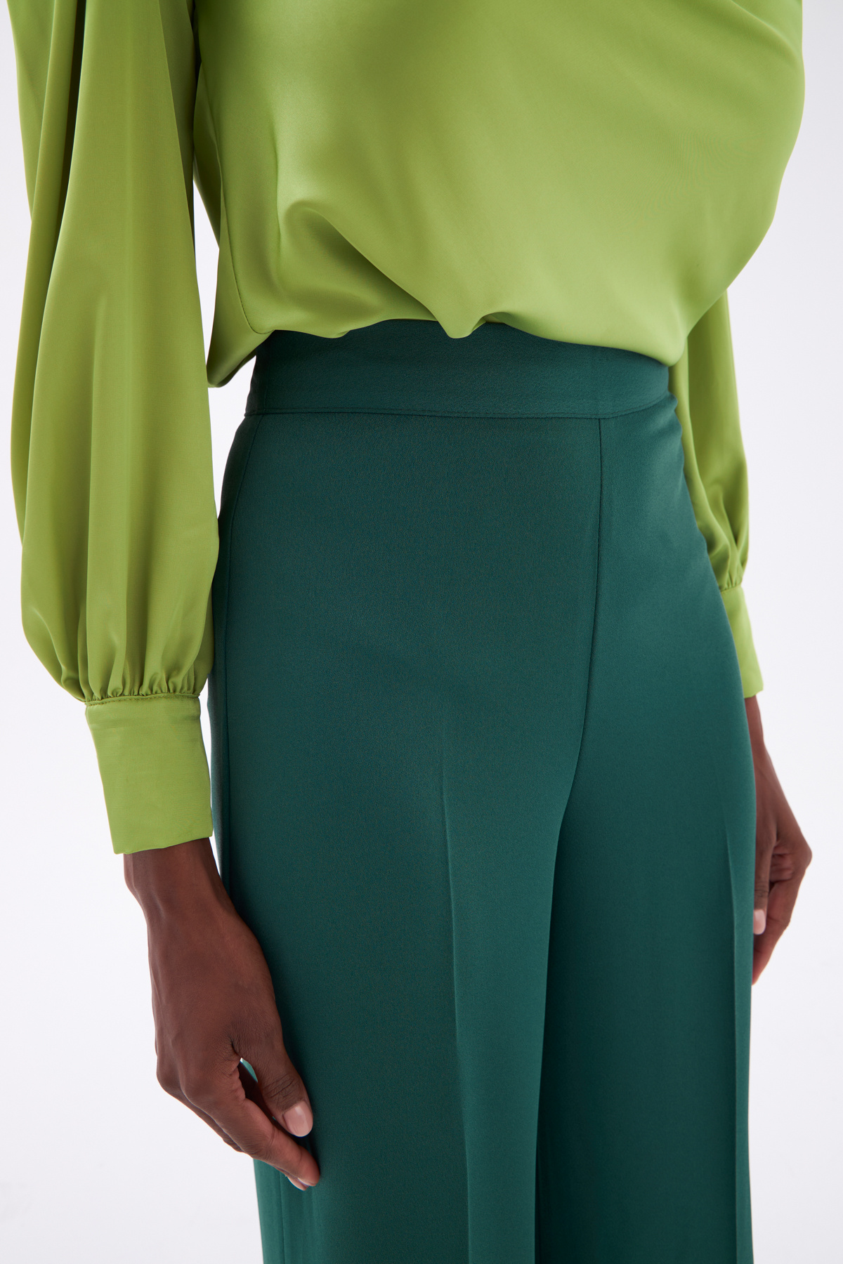 Salaş Krep Pantolon - KOYU YEŞİL