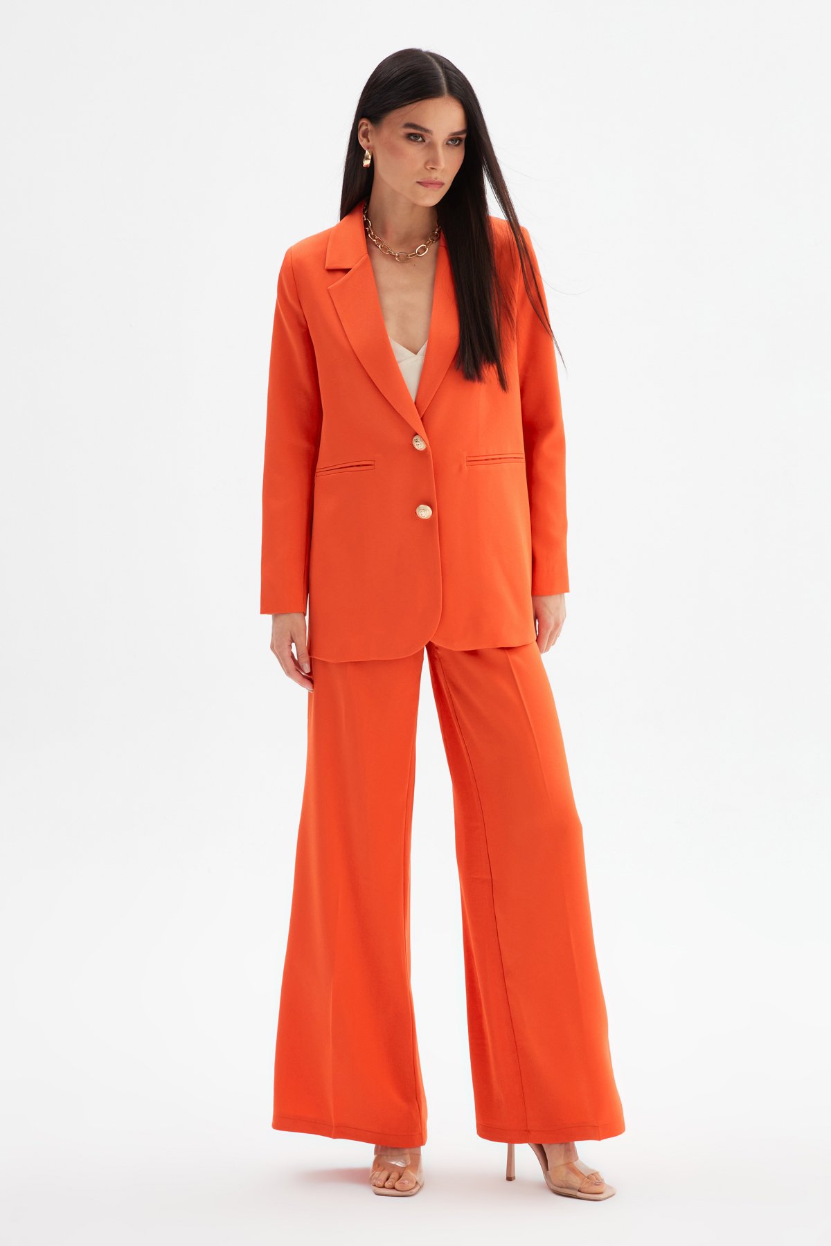 Salaş Krep Pantolon - ORANJ
