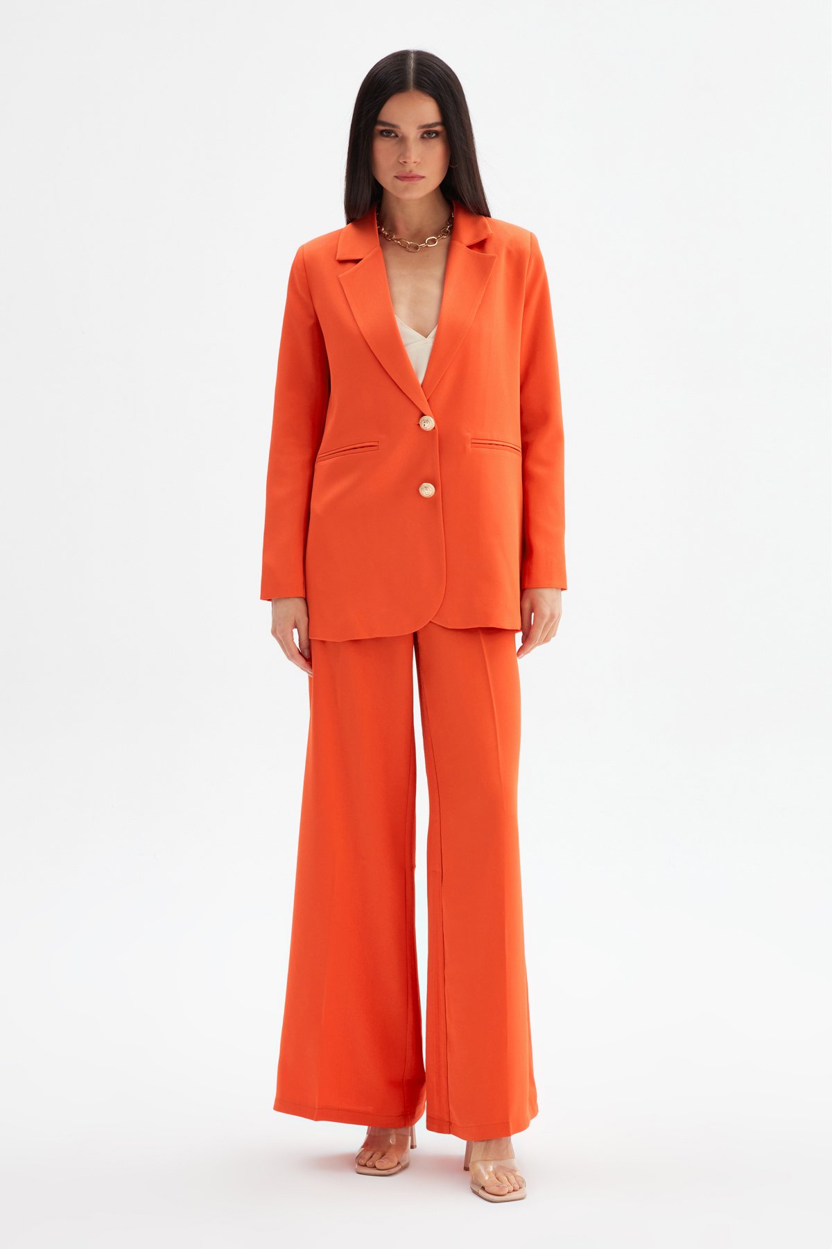 Salaş Krep Pantolon - ORANJ