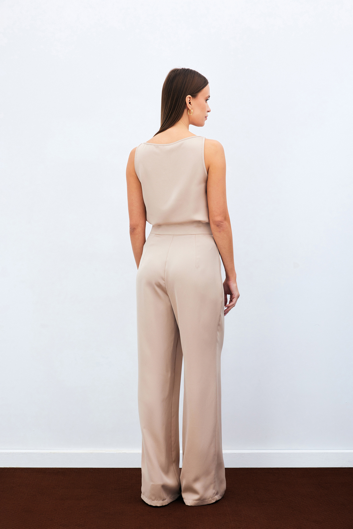 Salaş Krep Saten Pantolon - Bej