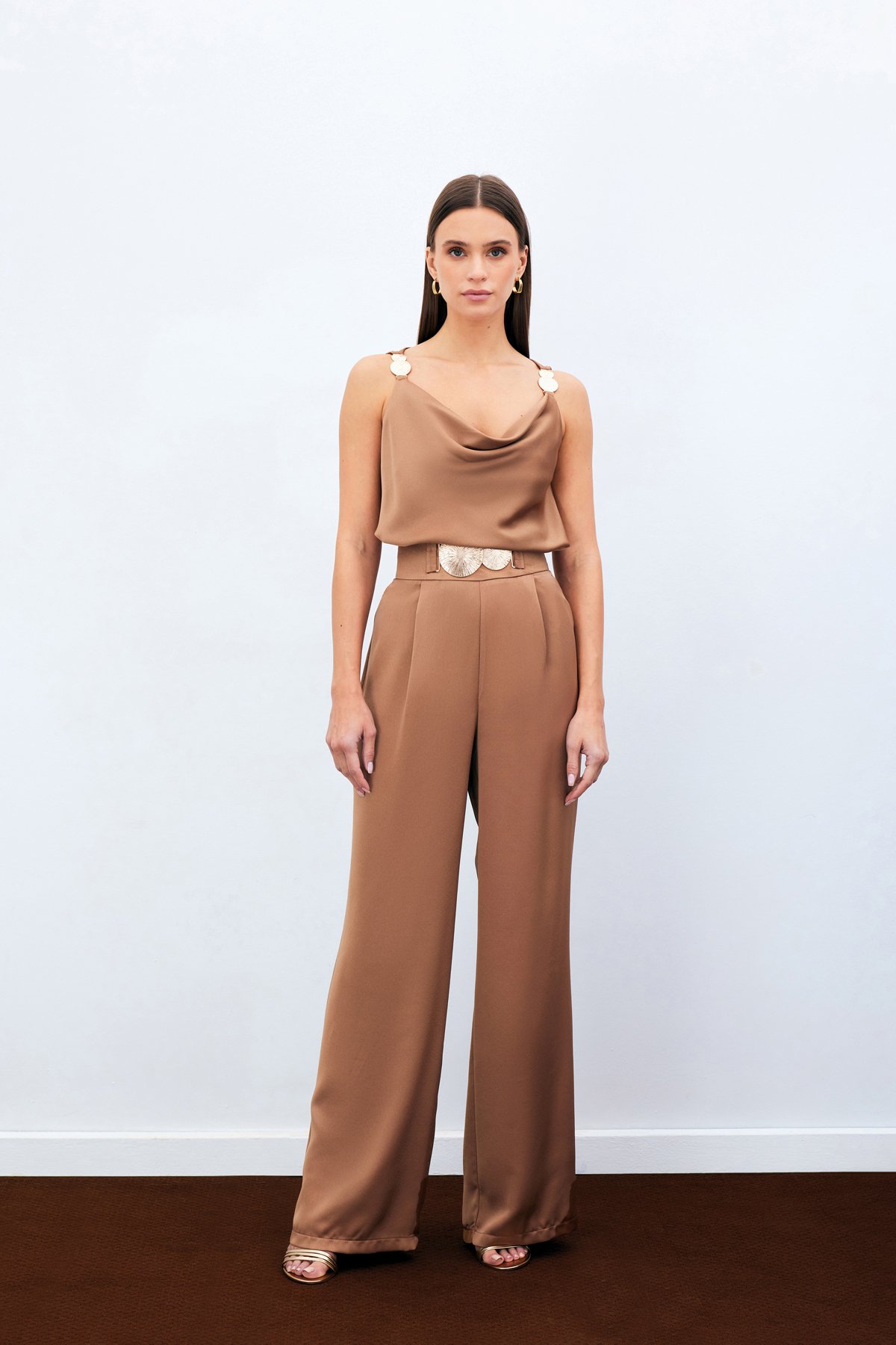 Salaş Krep Saten Pantolon - Camel