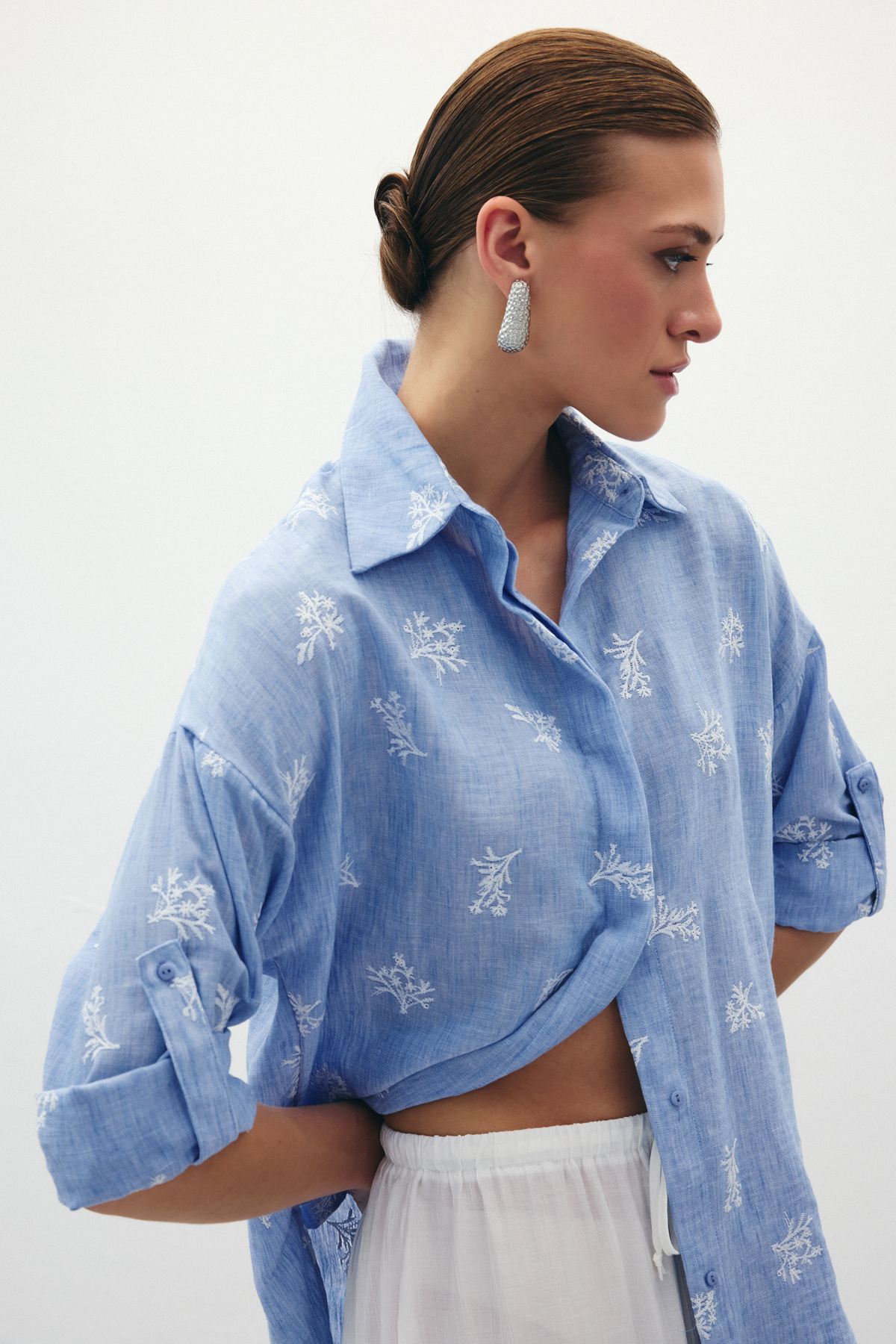 Salaş Nakışlı Gömlek - Bebe Mavi