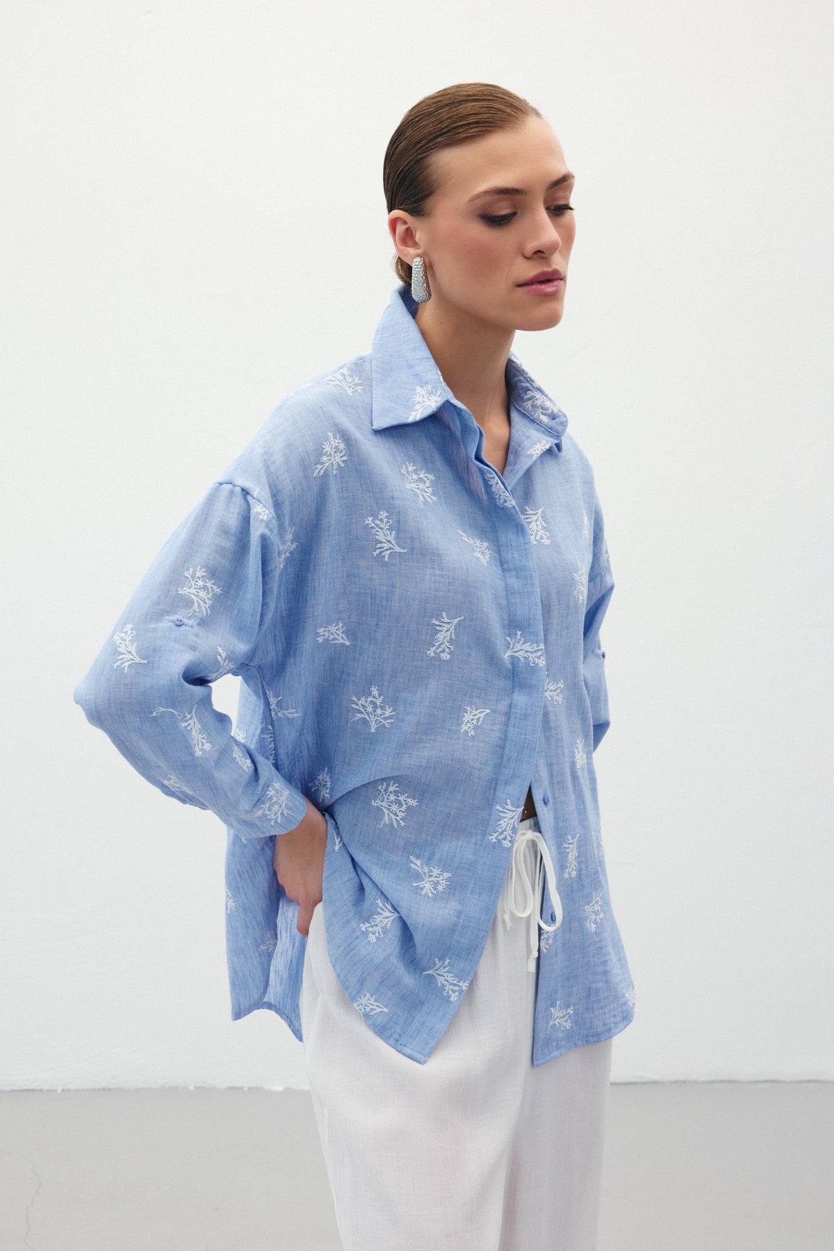 Salaş Nakışlı Gömlek - Bebe Mavi