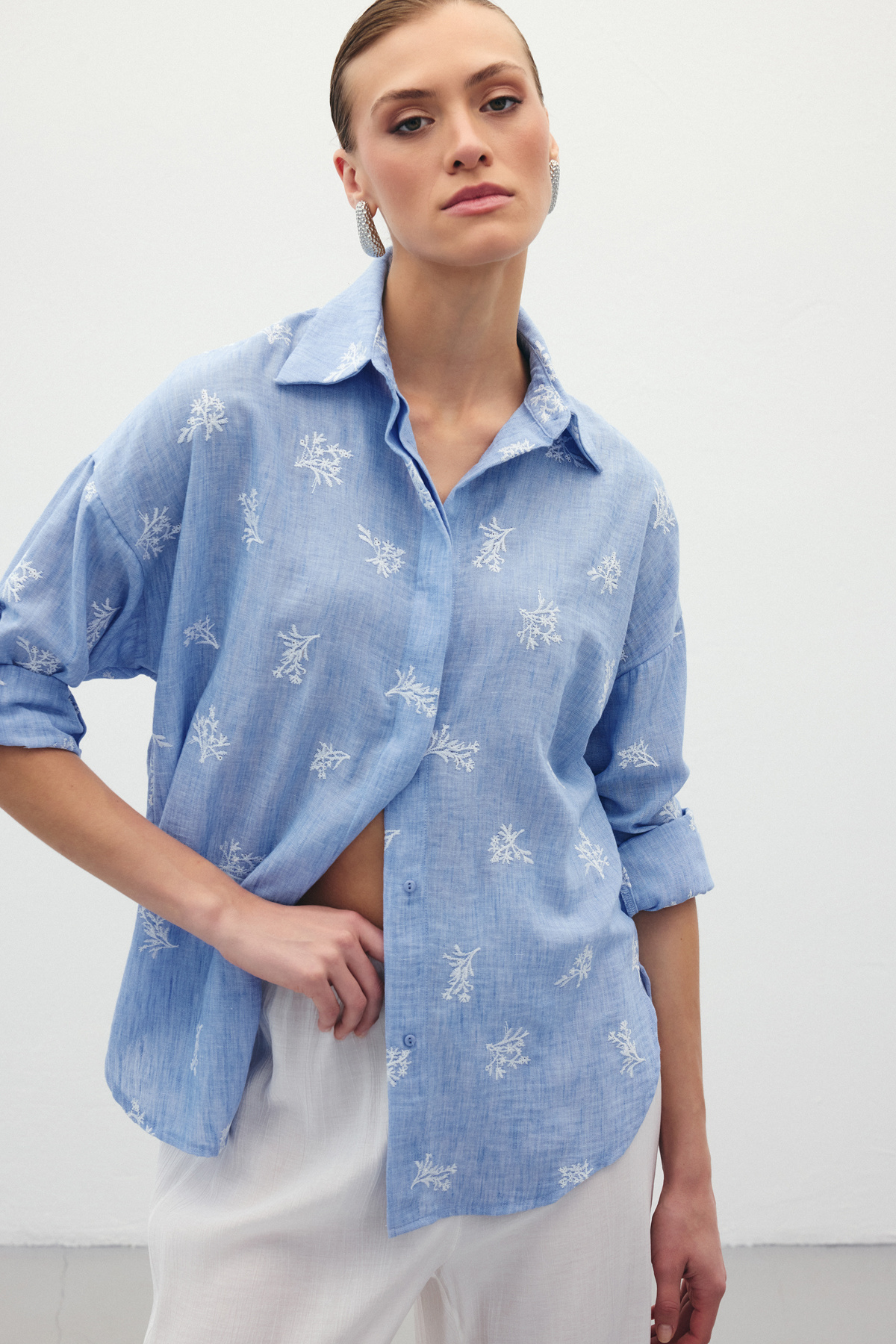 Salaş Nakışlı Gömlek - Bebe Mavi