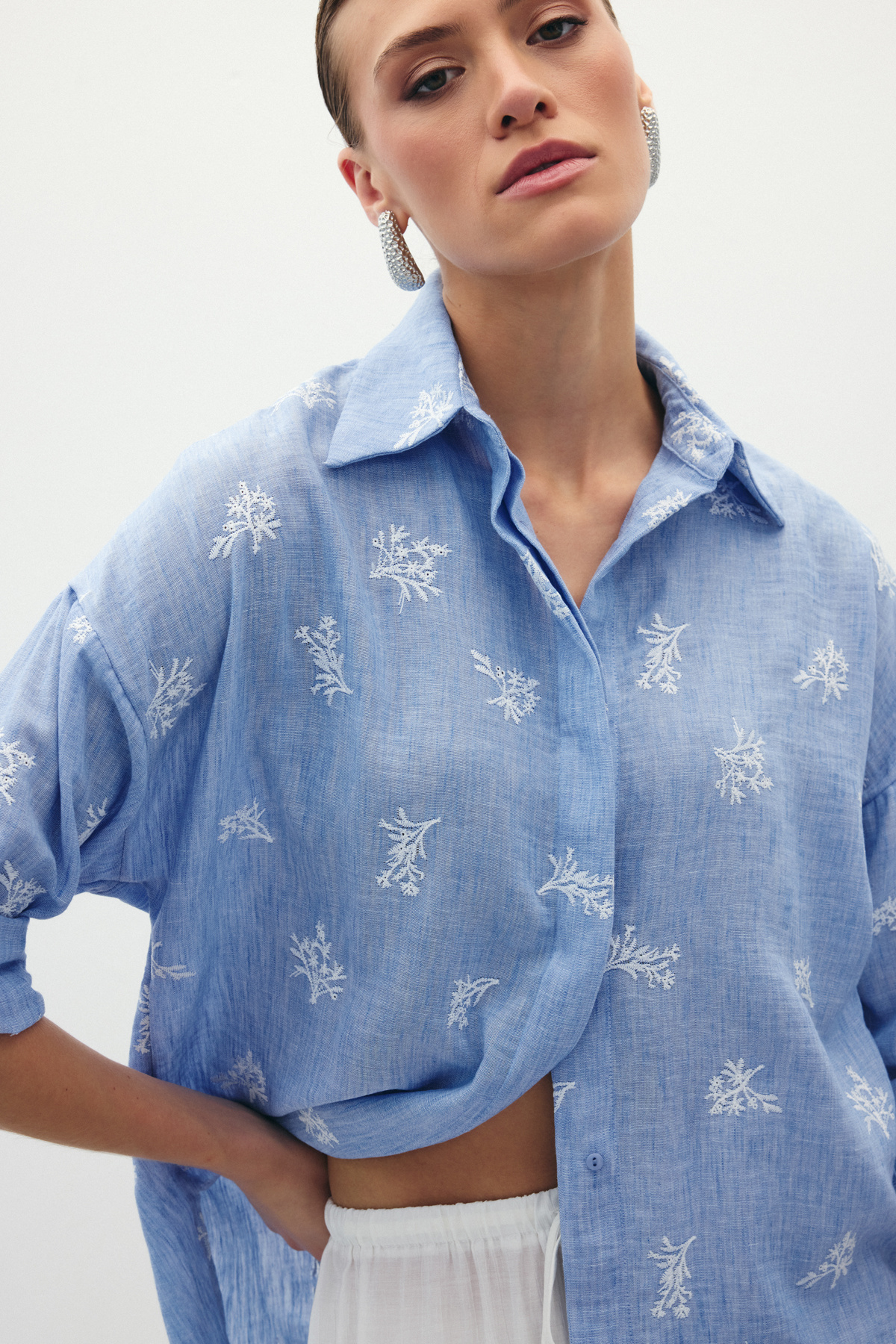 Salaş Nakışlı Gömlek - Bebe Mavi