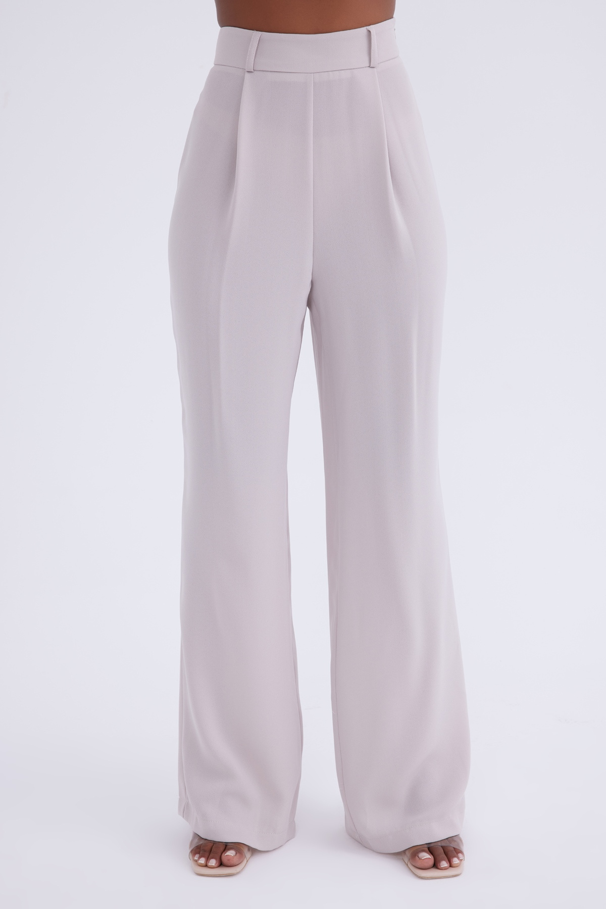 Loose palazzo crepe trousers - STONE