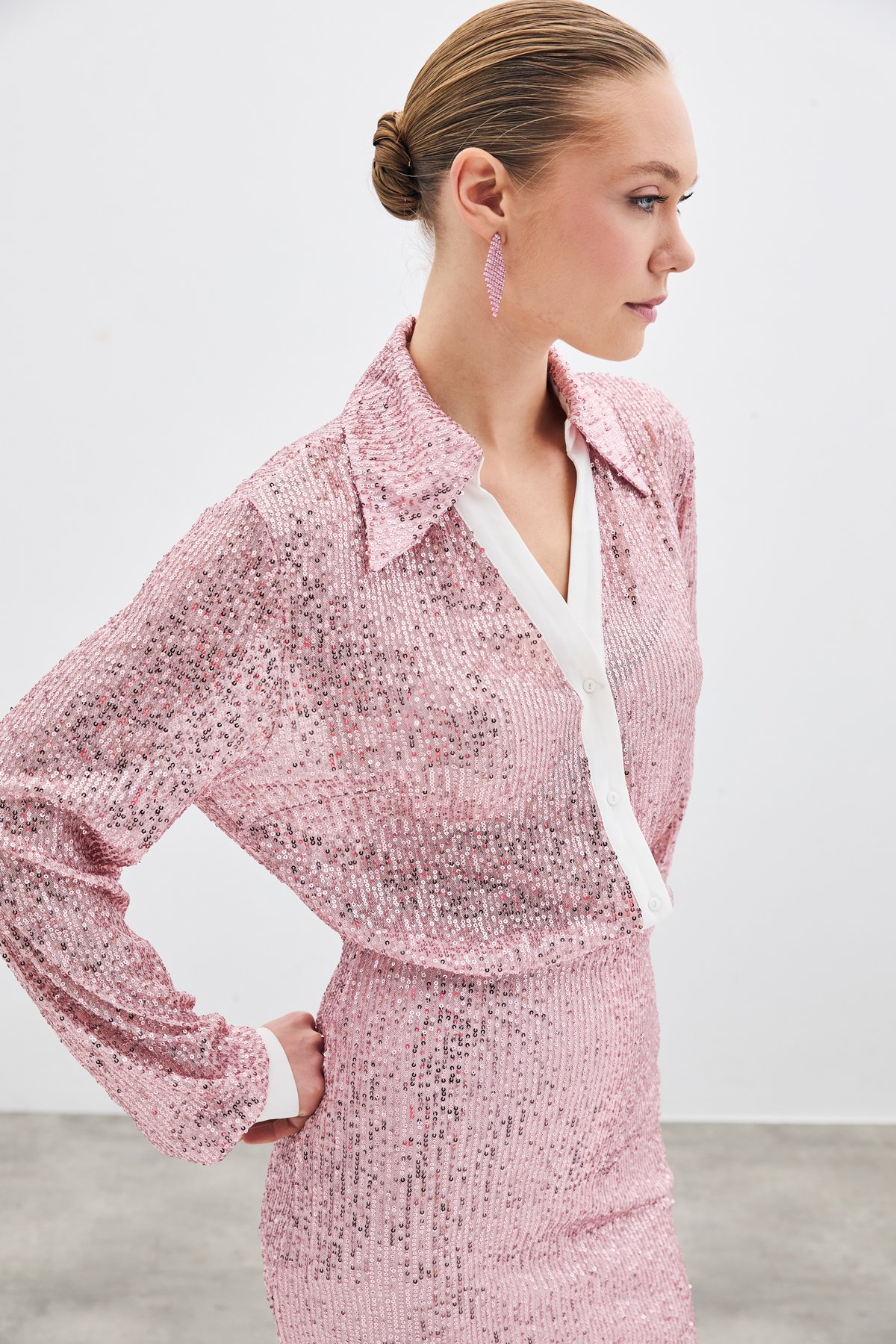 Salaş Payet Gömlek - Pudra