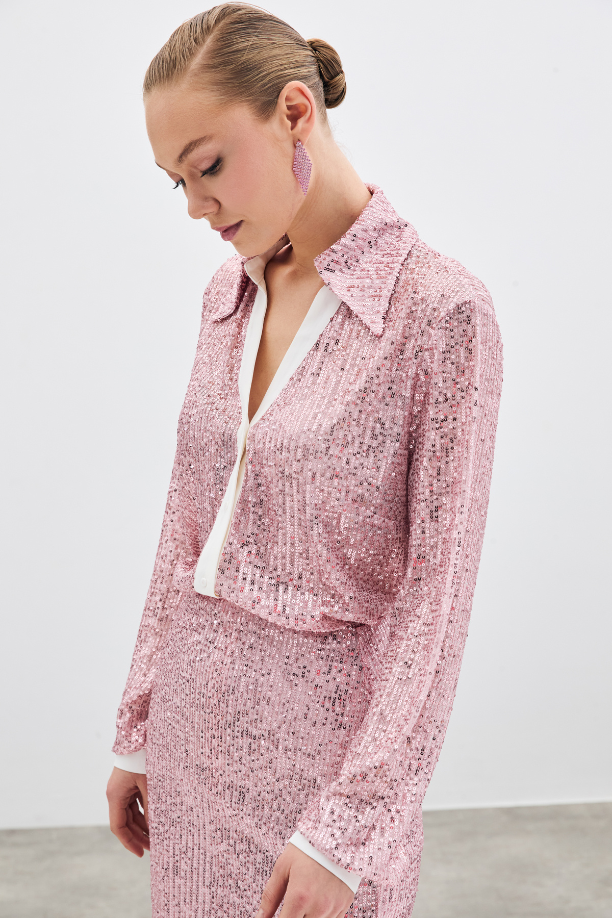 Salaş Payet Gömlek - Pudra