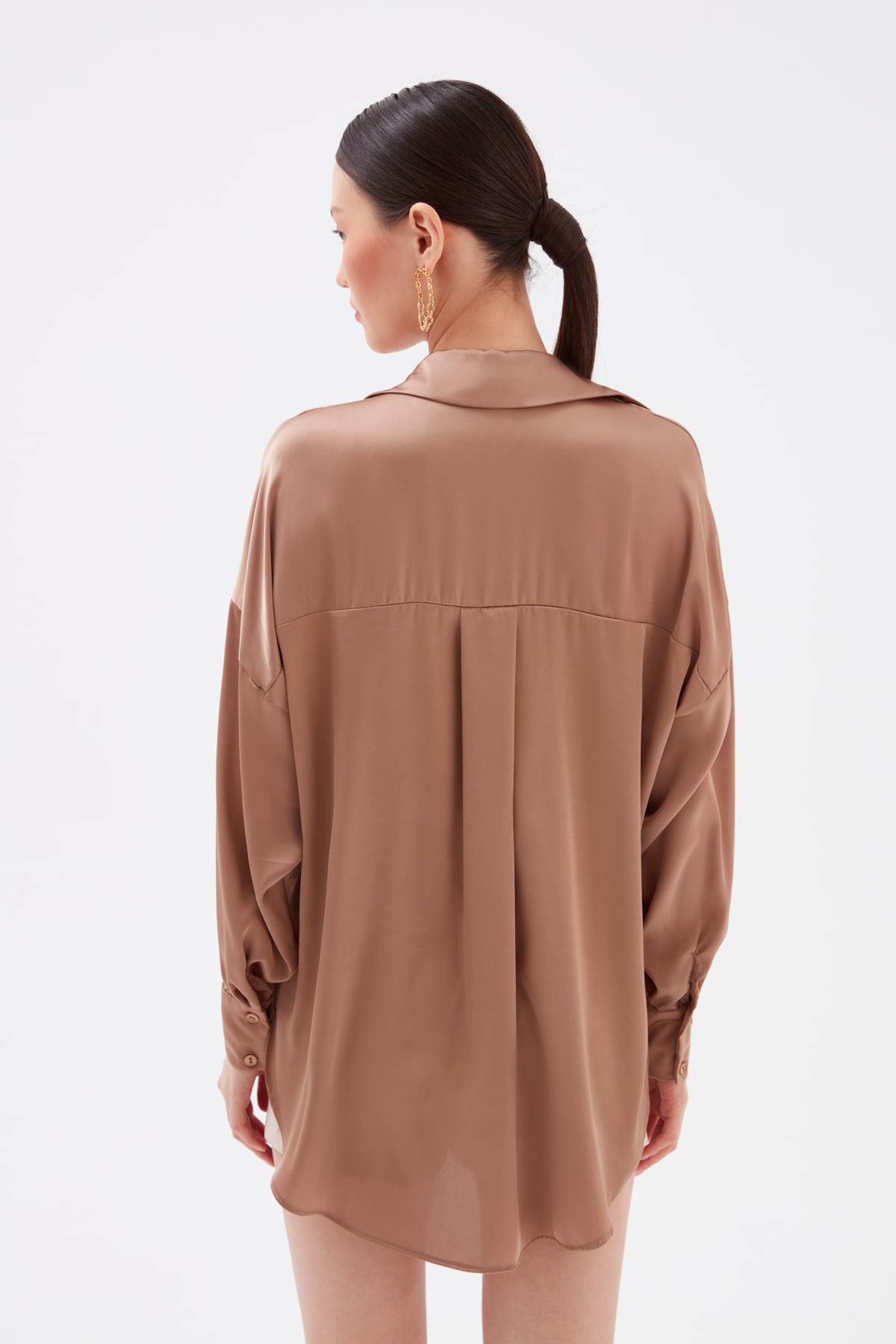 shabby satin shirt - SAND