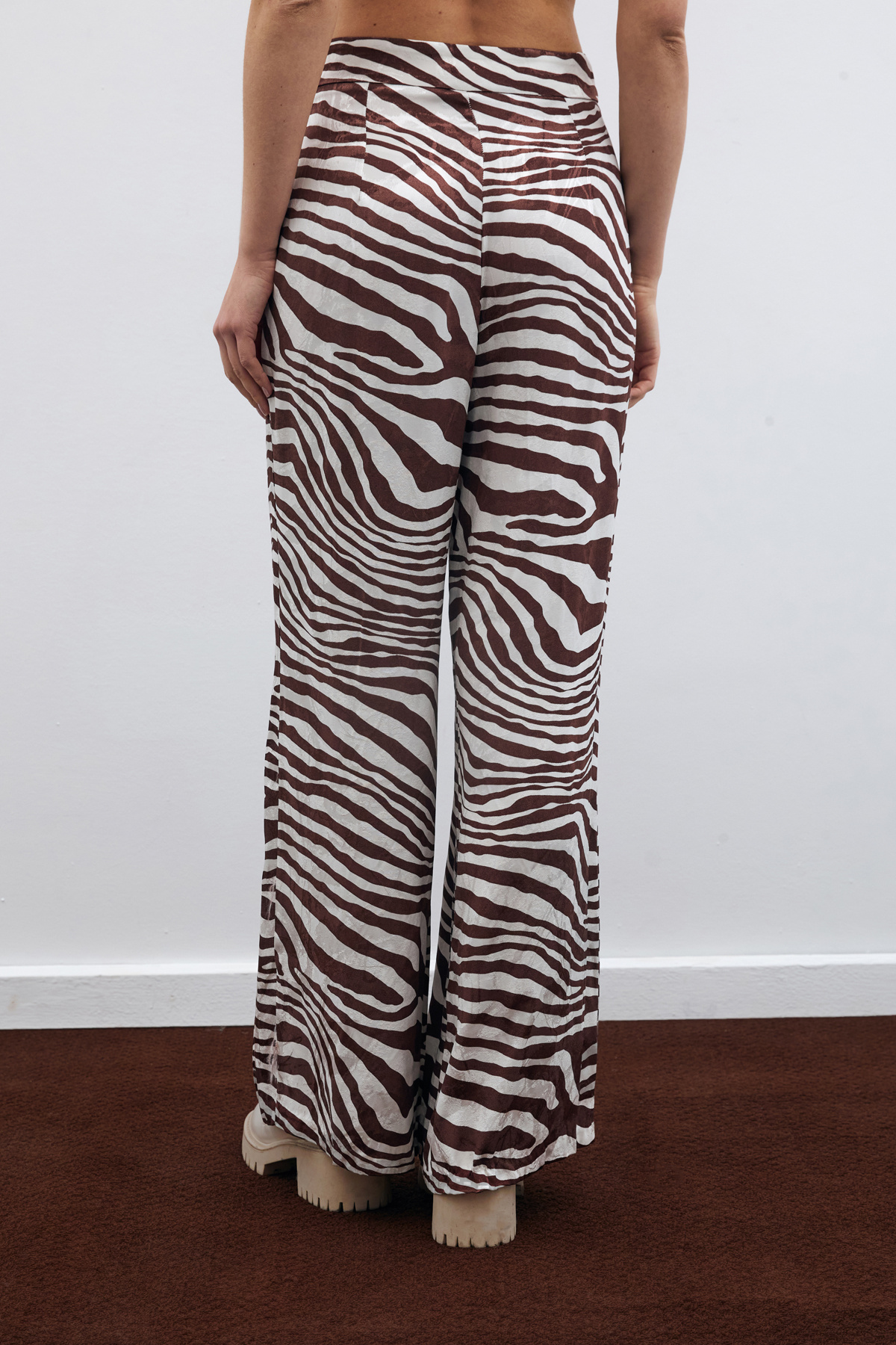 Salaş Zebra Desen Pantolon - Kahve