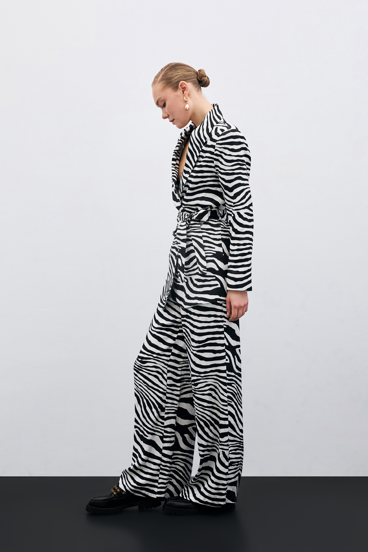 Salaş Zebra Desen Pantolon - Siyah