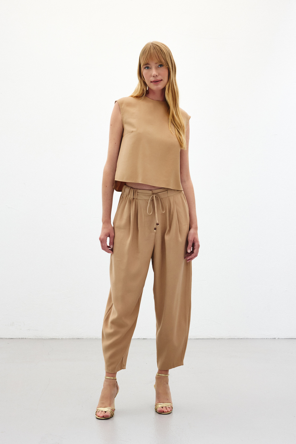 Şalvar Kesim Pantolon - Bej