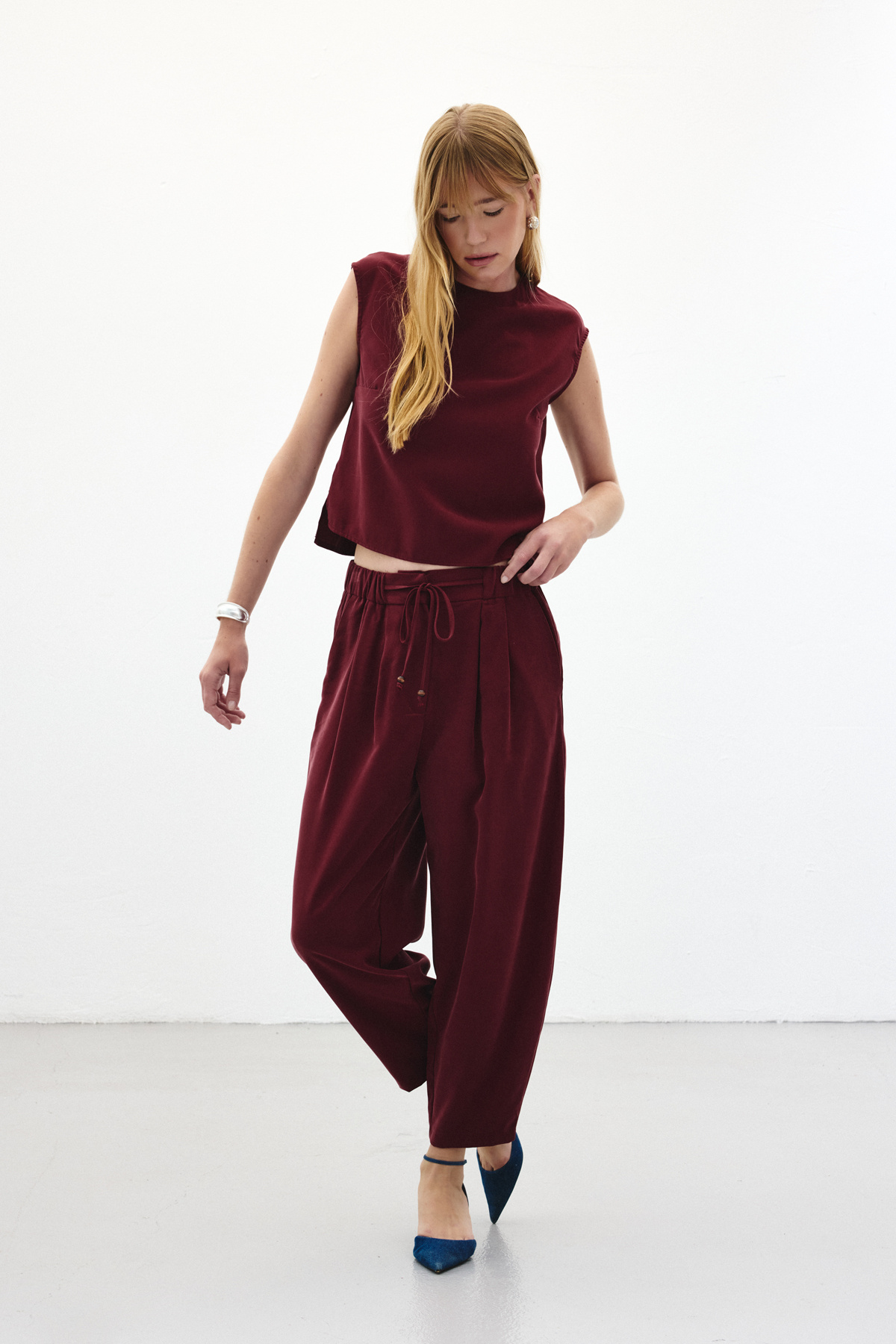 Şalvar Kesim Pantolon - Bordo