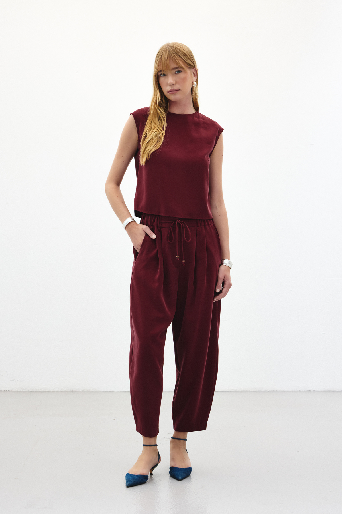 Şalvar Kesim Pantolon - Bordo