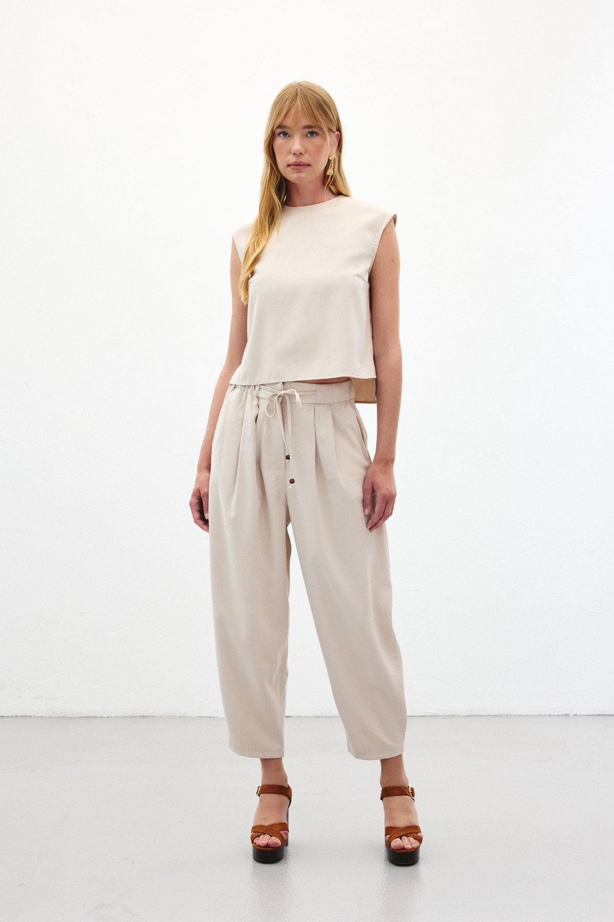 Şalvar Kesim Pantolon - Taş