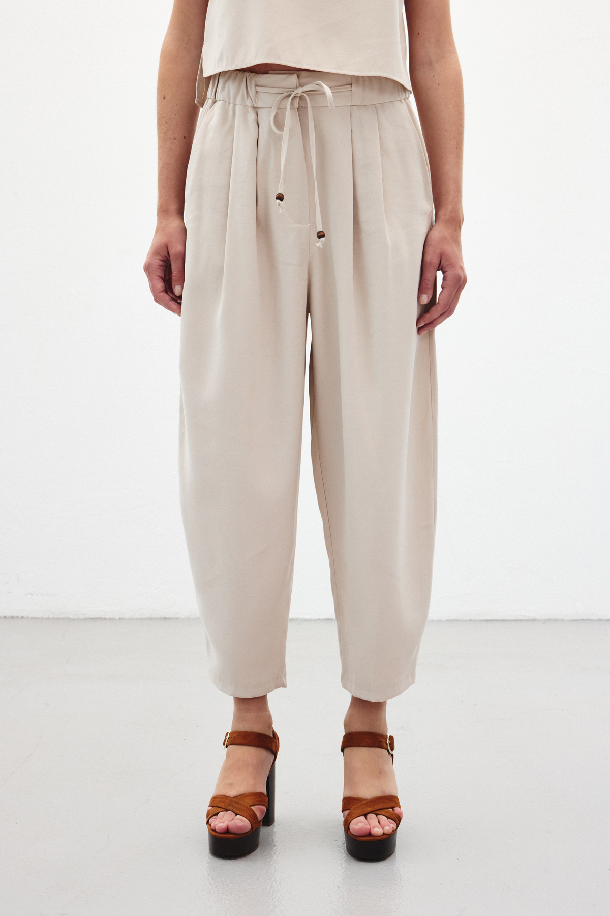 Şalvar Kesim Pantolon - Taş