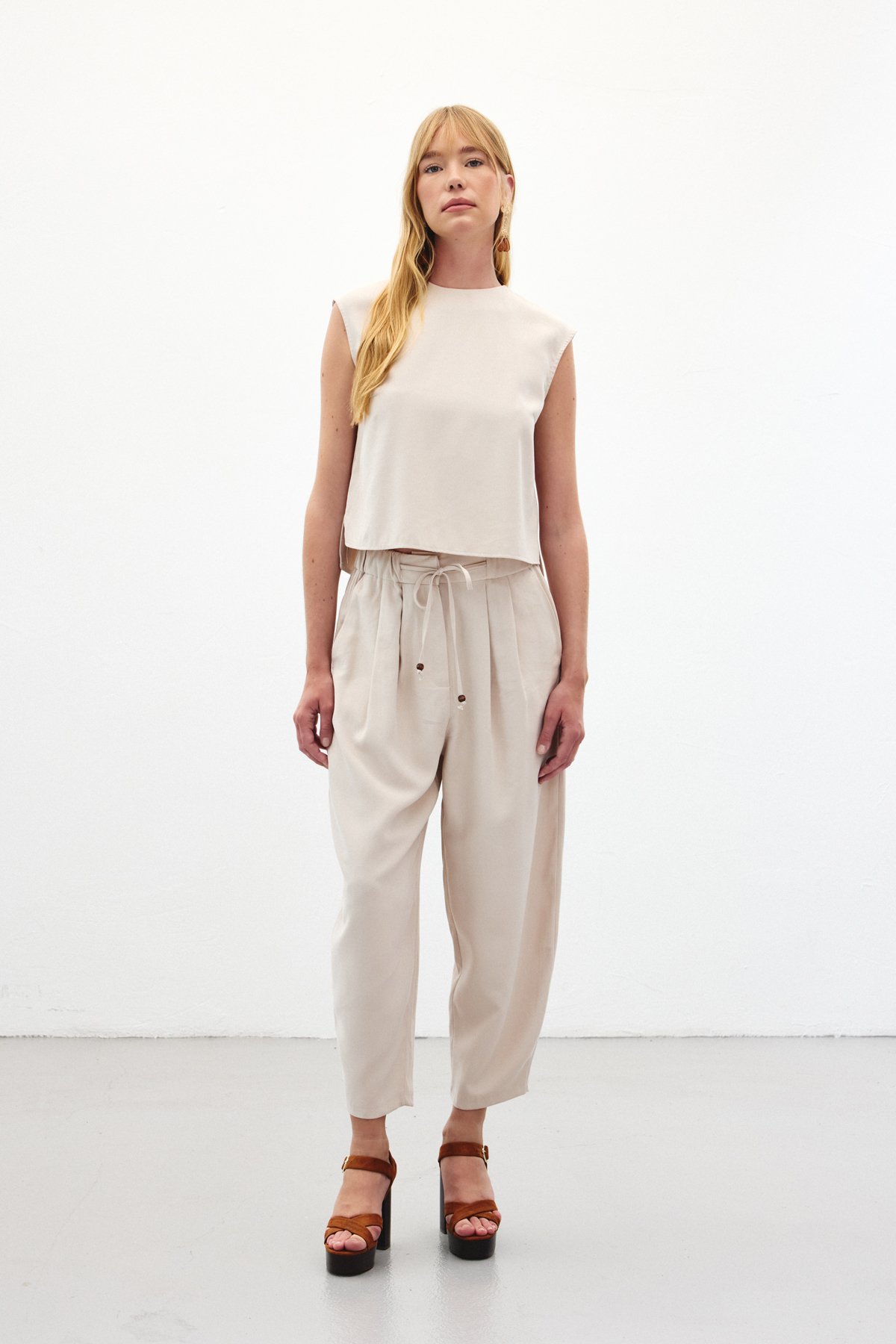 Şalvar Kesim Pantolon - Taş