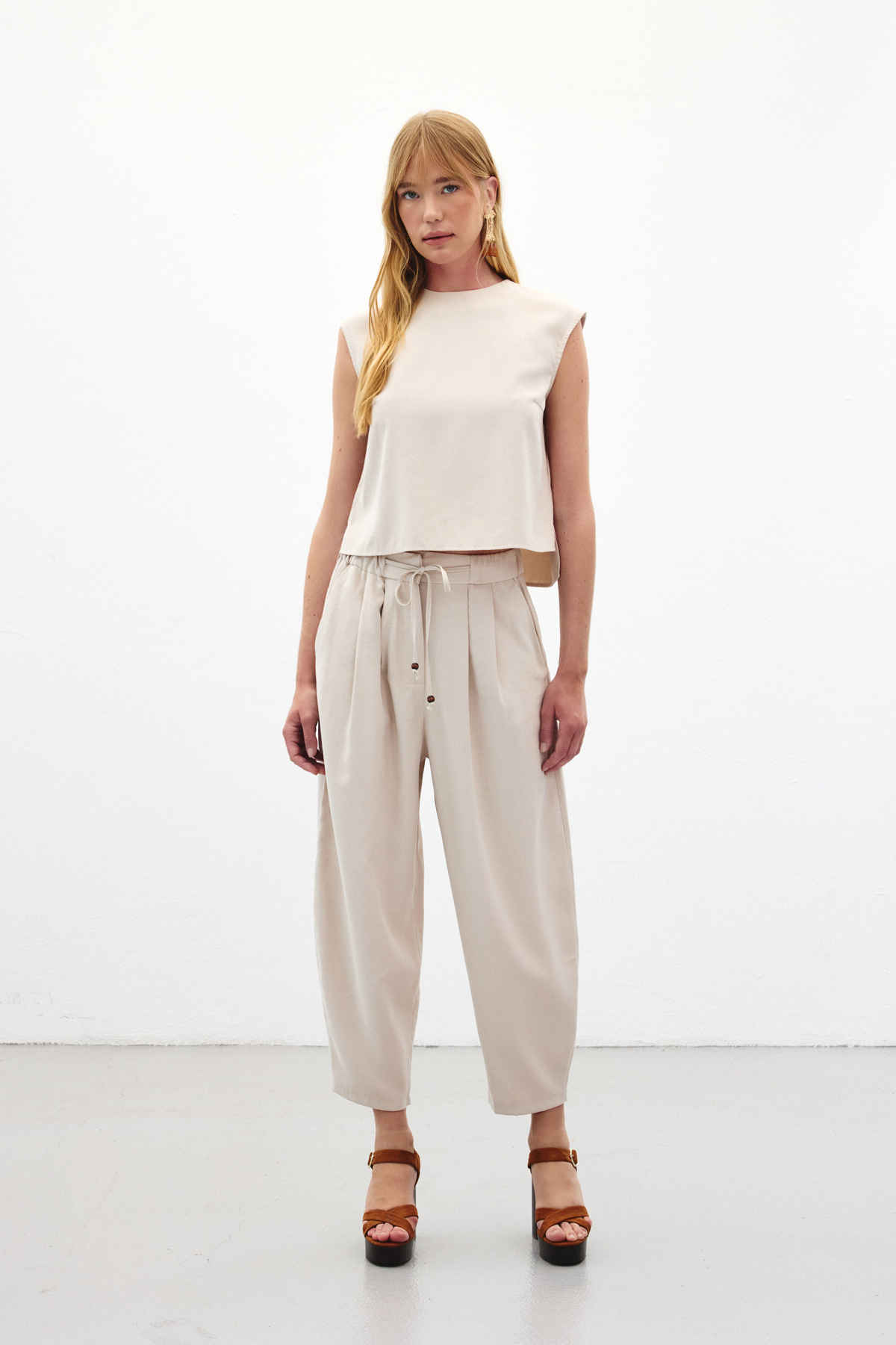 Şalvar Kesim Pantolon - Taş