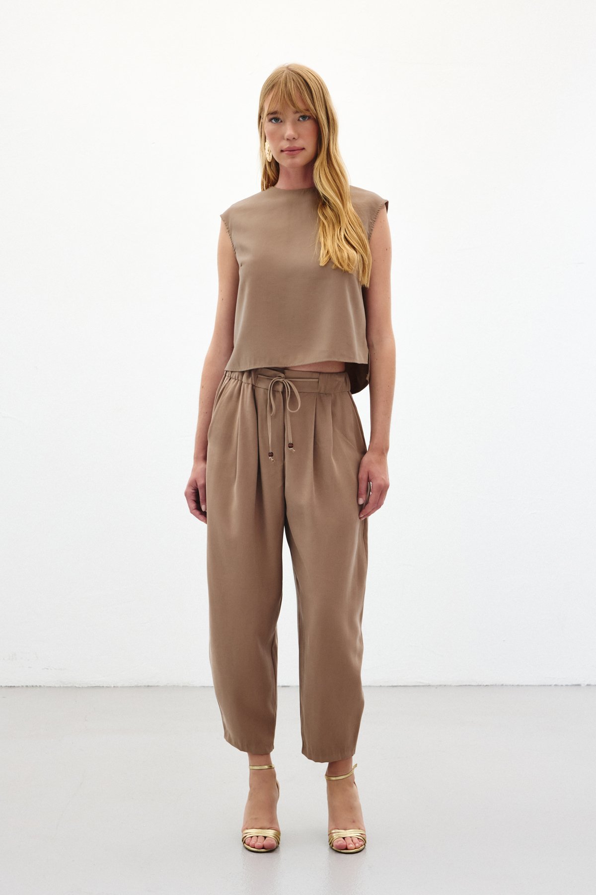 Şalvar Kesim Pantolon - Vizon