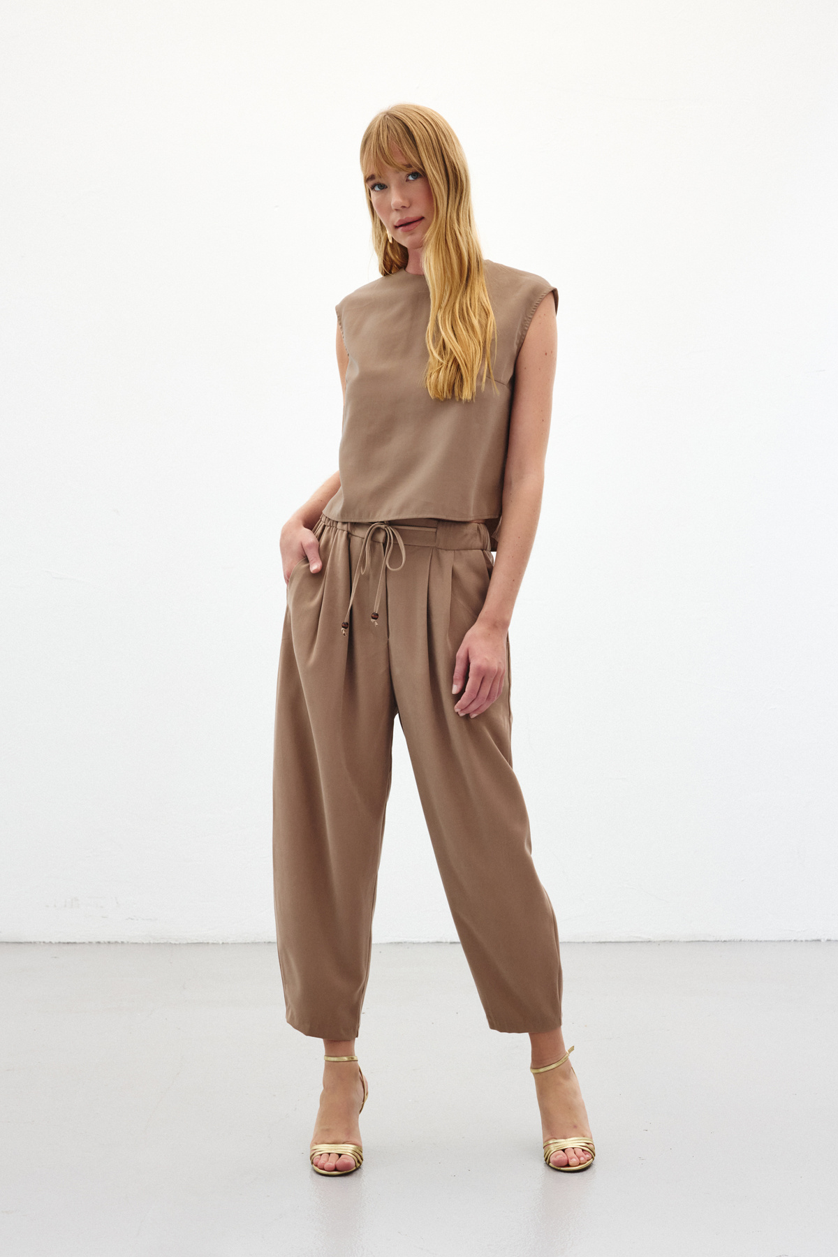 Şalvar Kesim Pantolon - Vizon