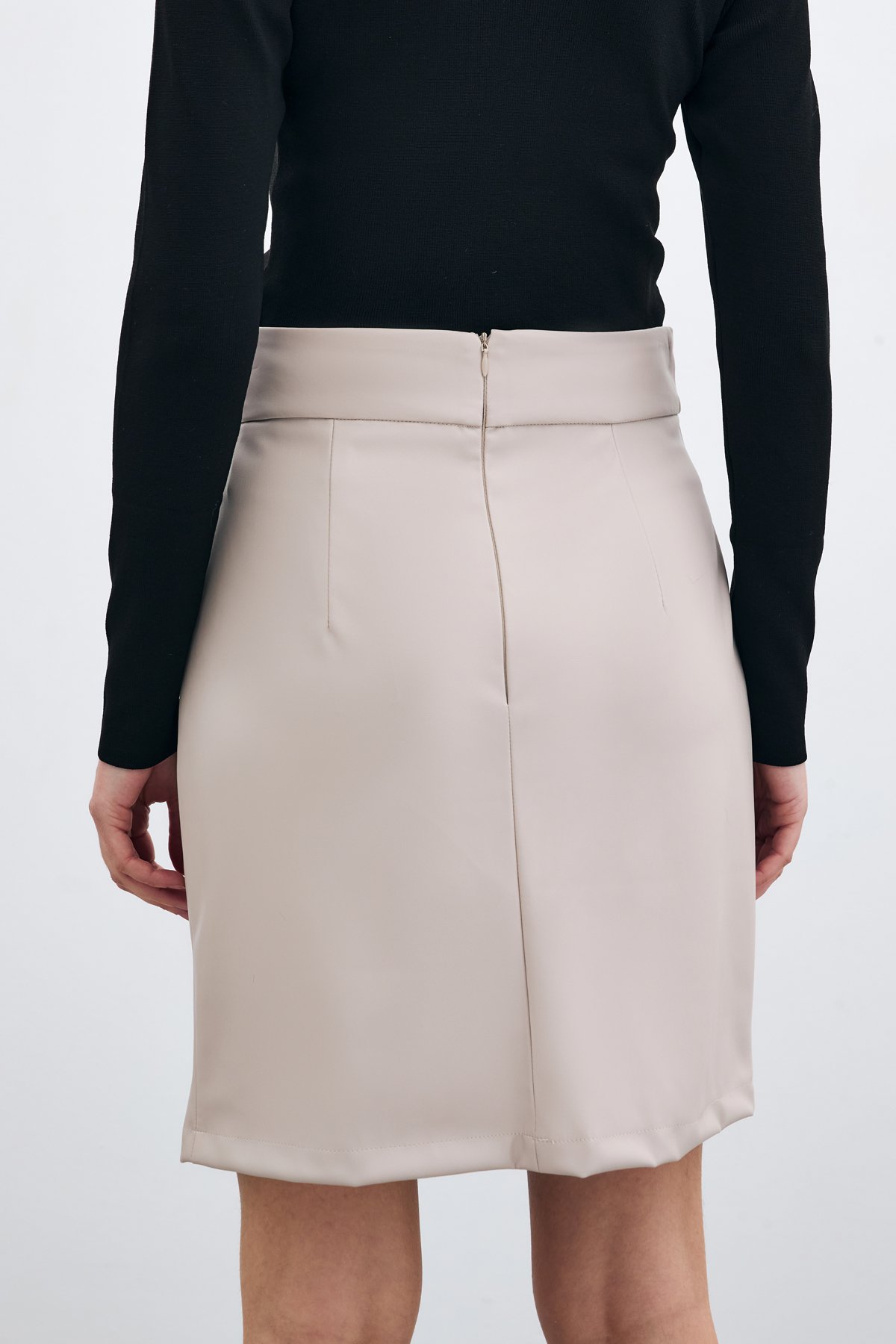 Şardonlu Deri Etek - Taş