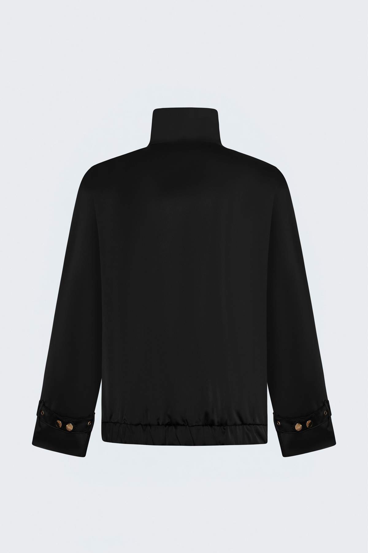 Saten Bomber Ceket - Siyah