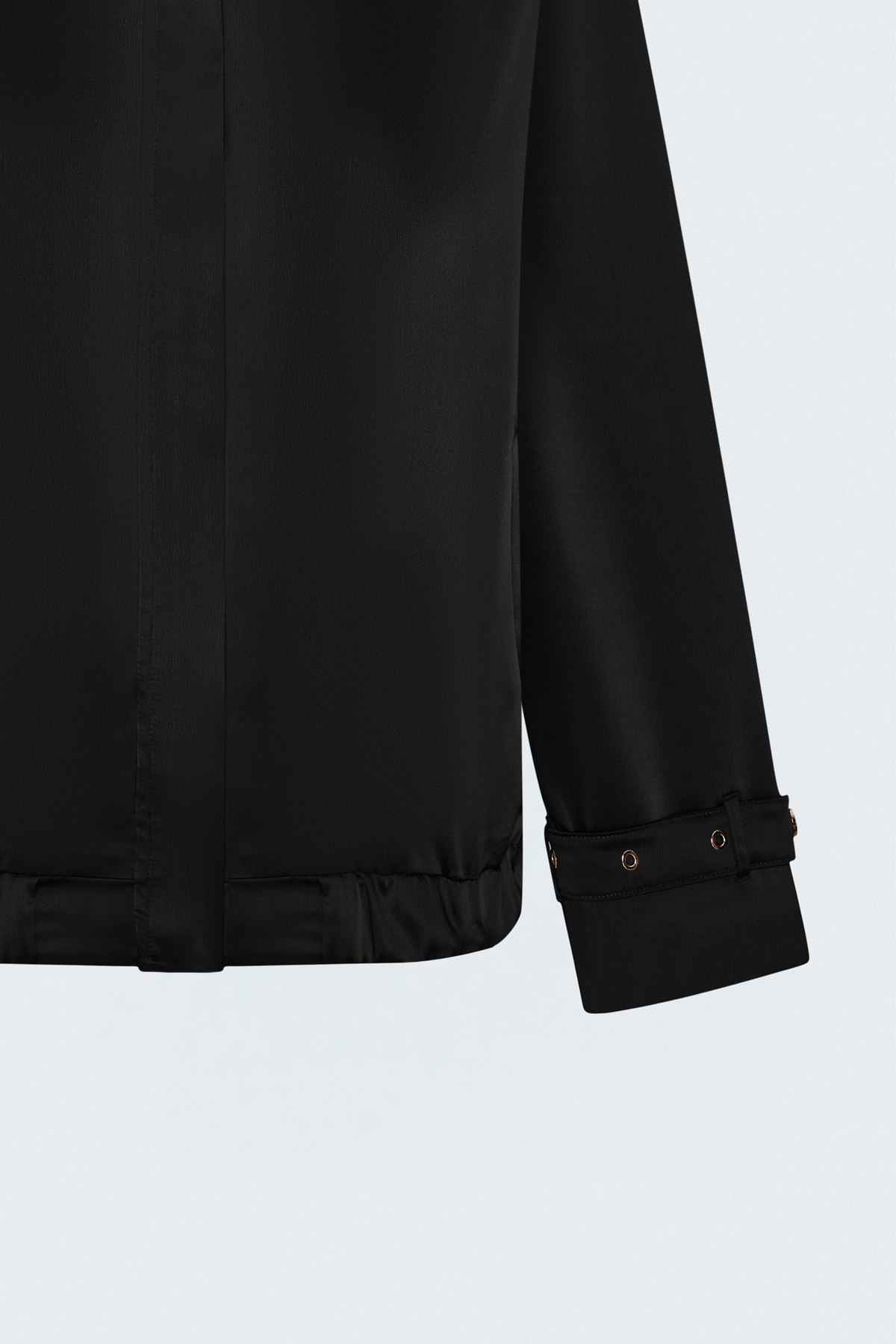 Saten Bomber Ceket - Siyah