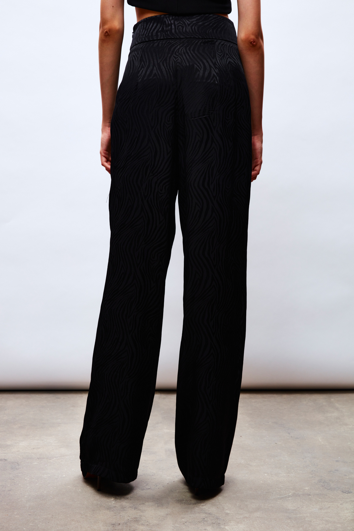 Saten Desenli Pantolon - SİYAH