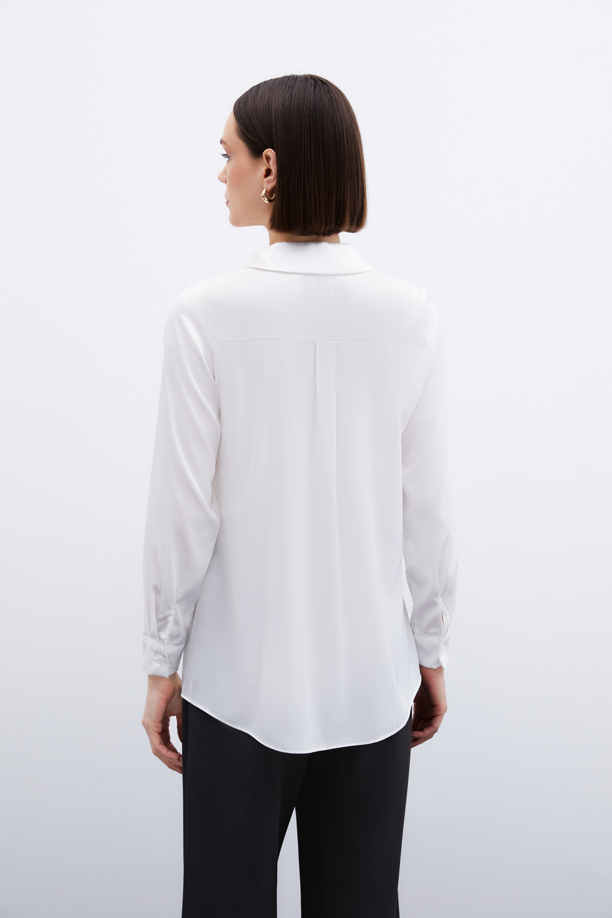 Saten Gömlek - Ekru