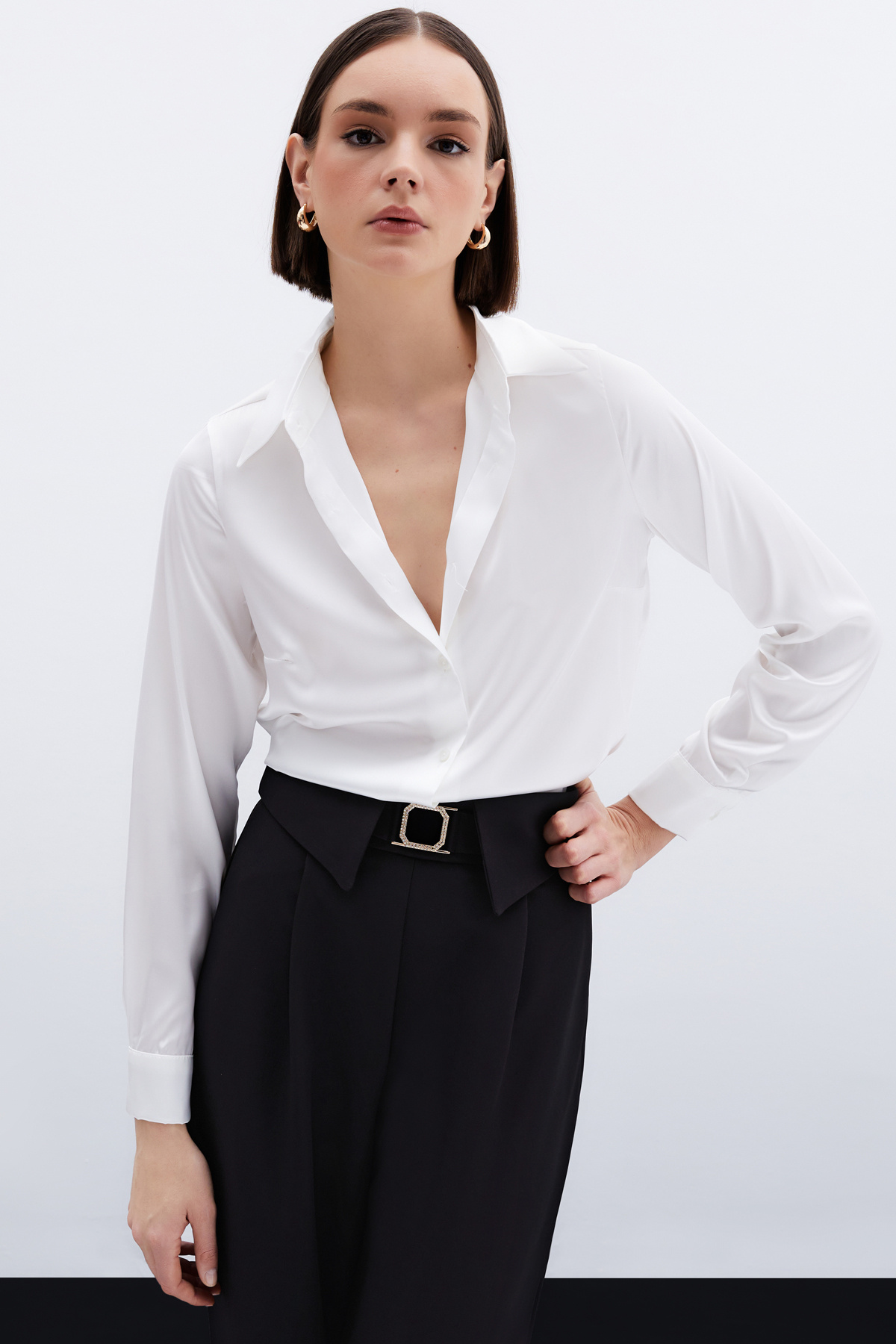 Saten Gömlek - Ekru