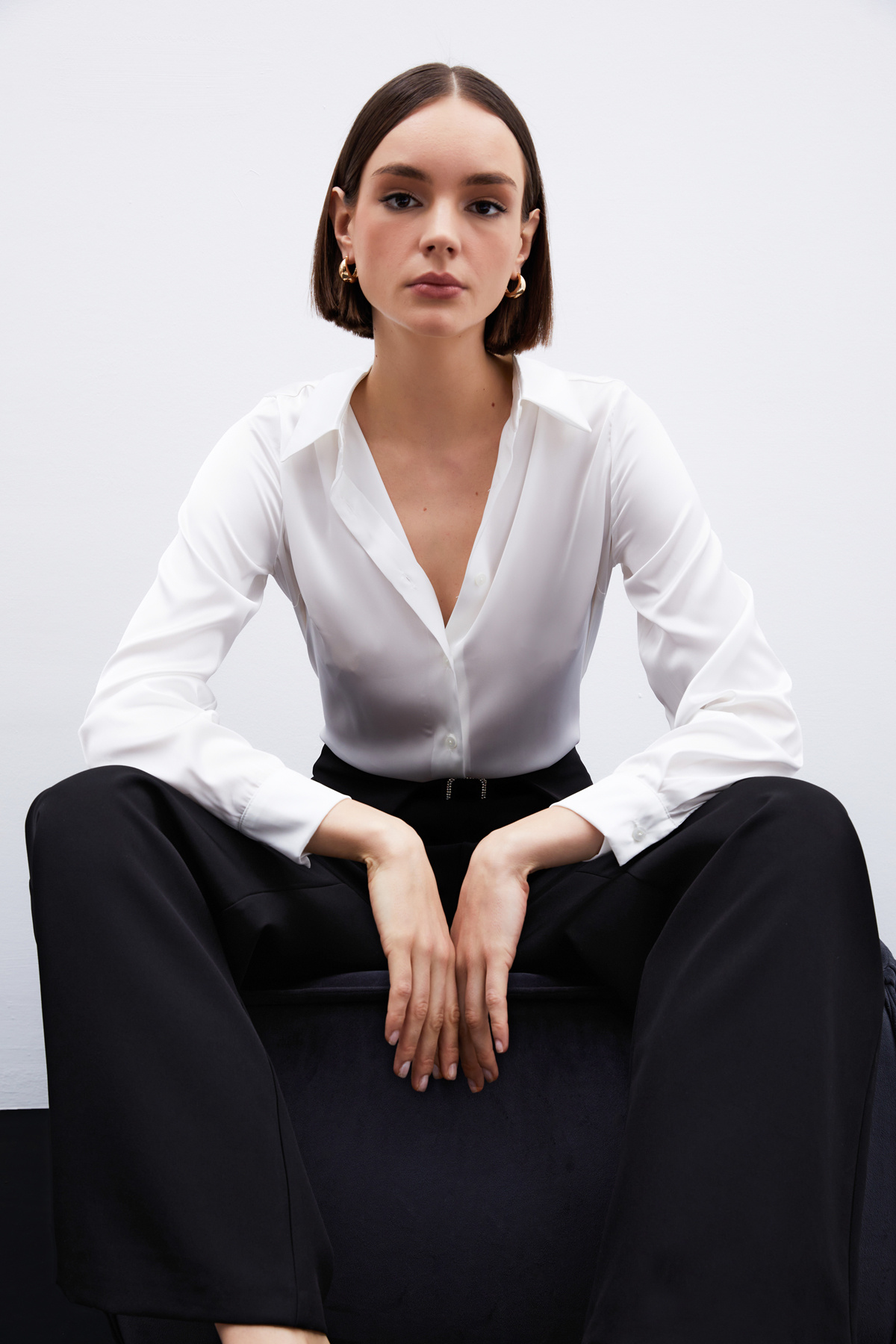 Saten Gömlek - Ekru