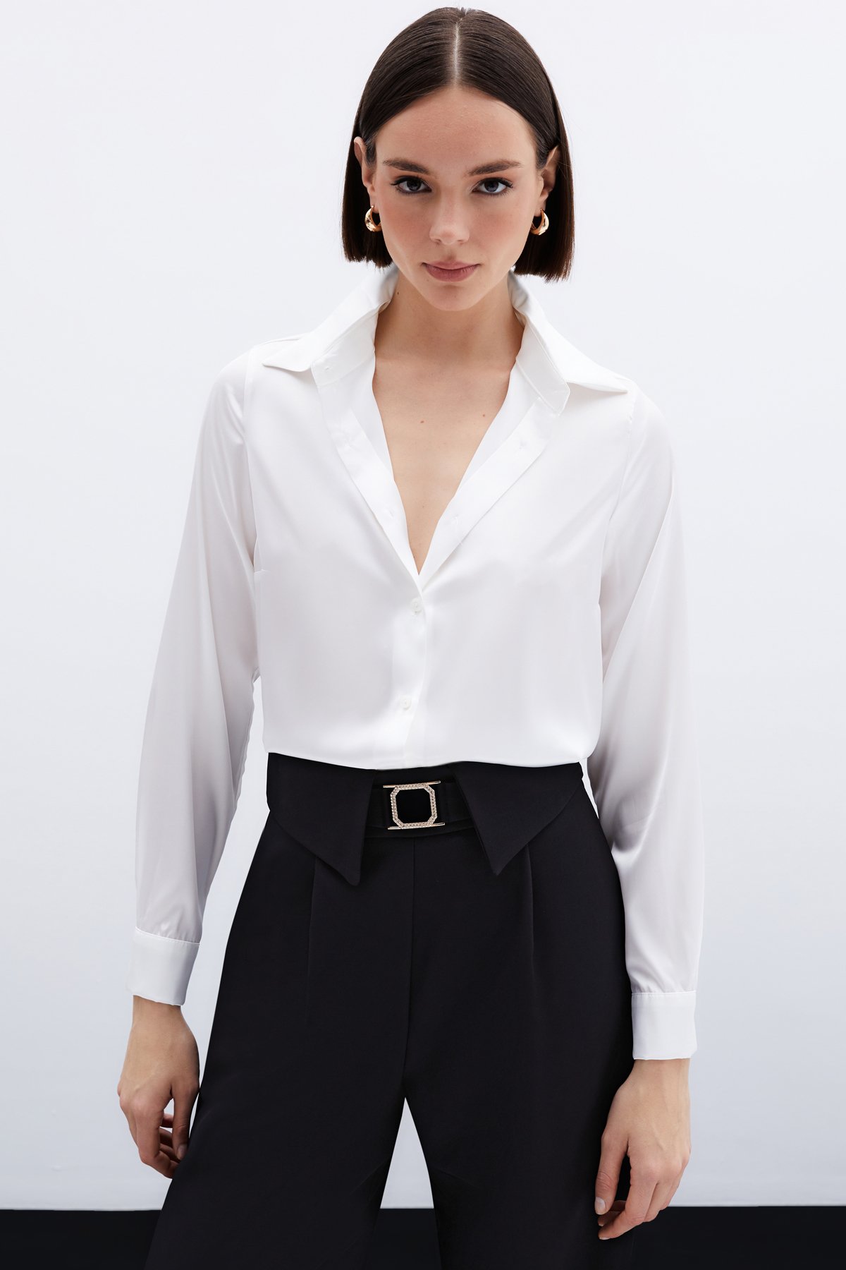 Saten Gömlek - Ekru