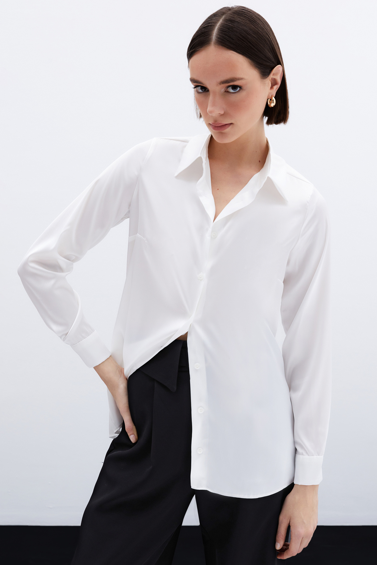 Saten Gömlek - Ekru