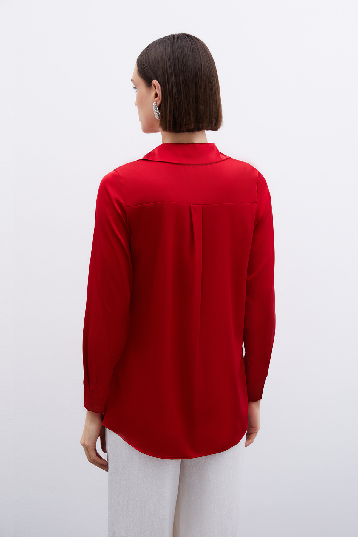 Saten Gömlek - Kırmızı