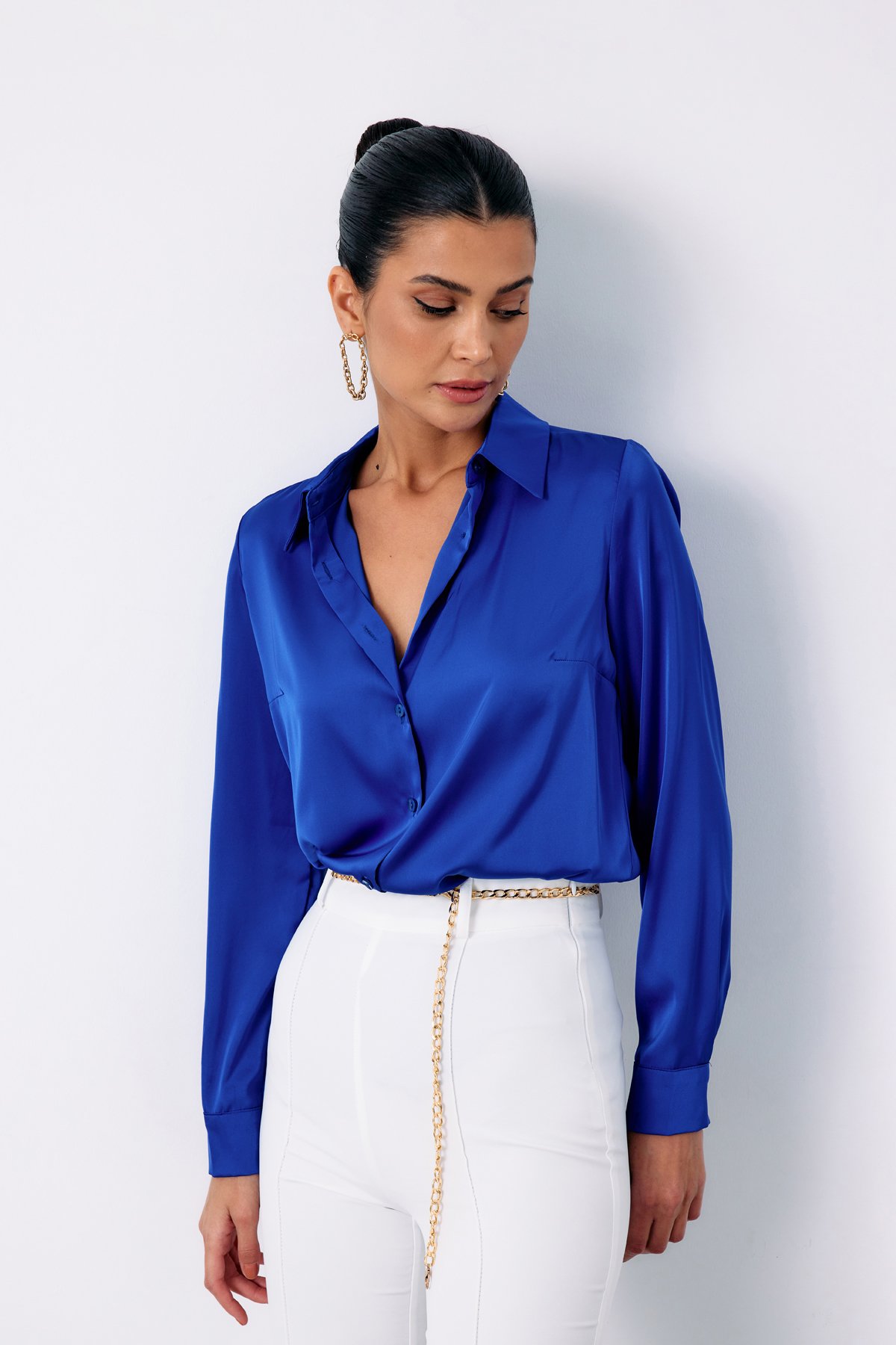 Saten Gömlek - SAX MAVİ