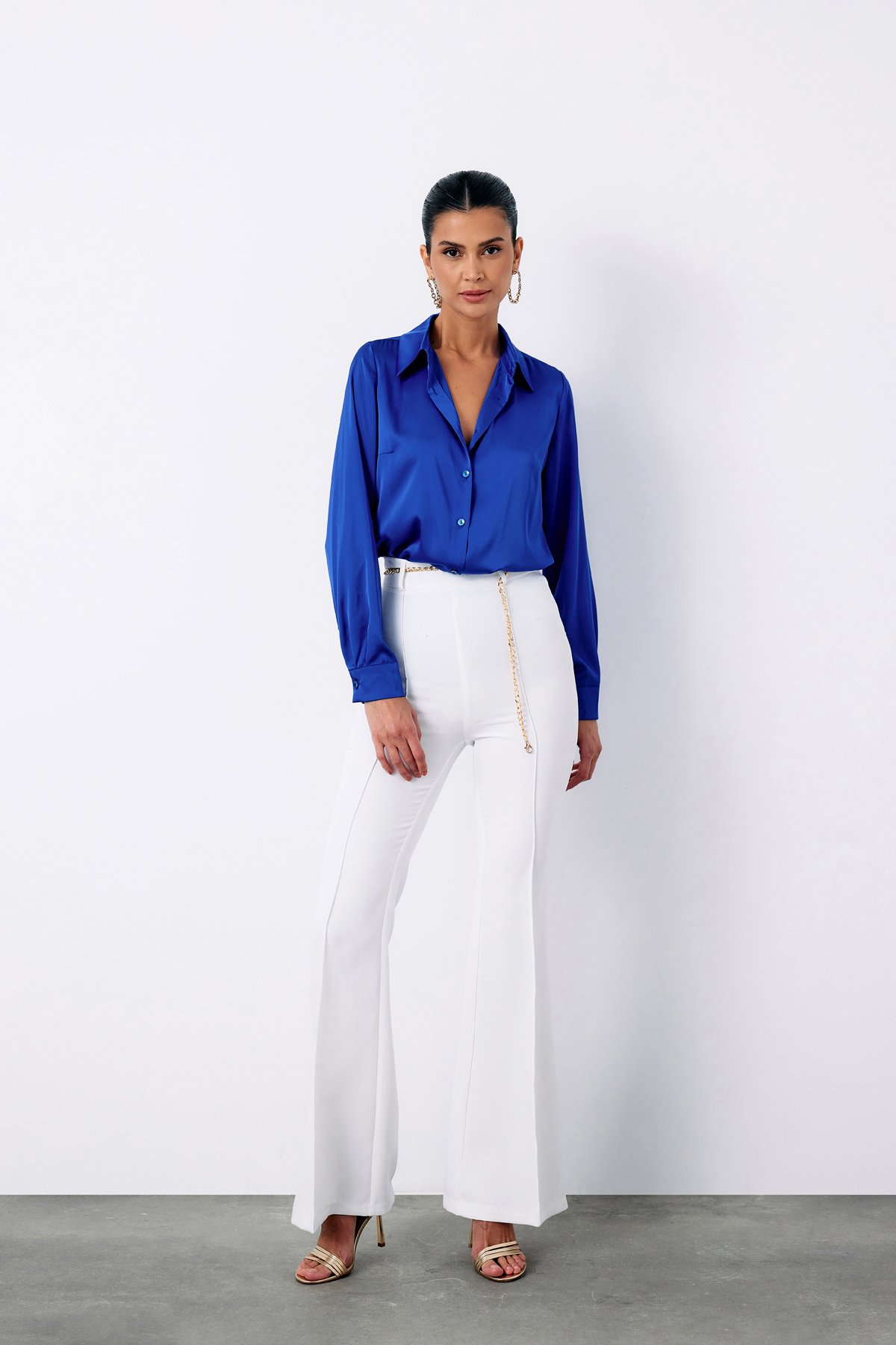 Saten Gömlek - SAX MAVİ