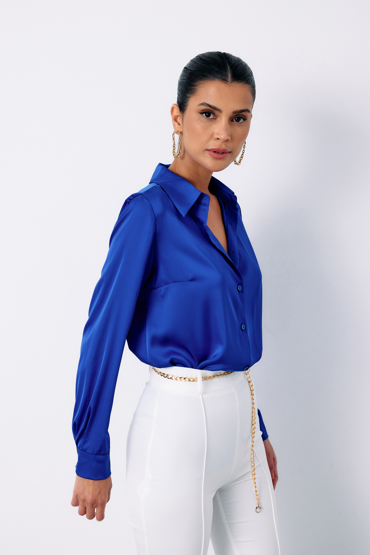 Saten Gömlek - SAX MAVİ