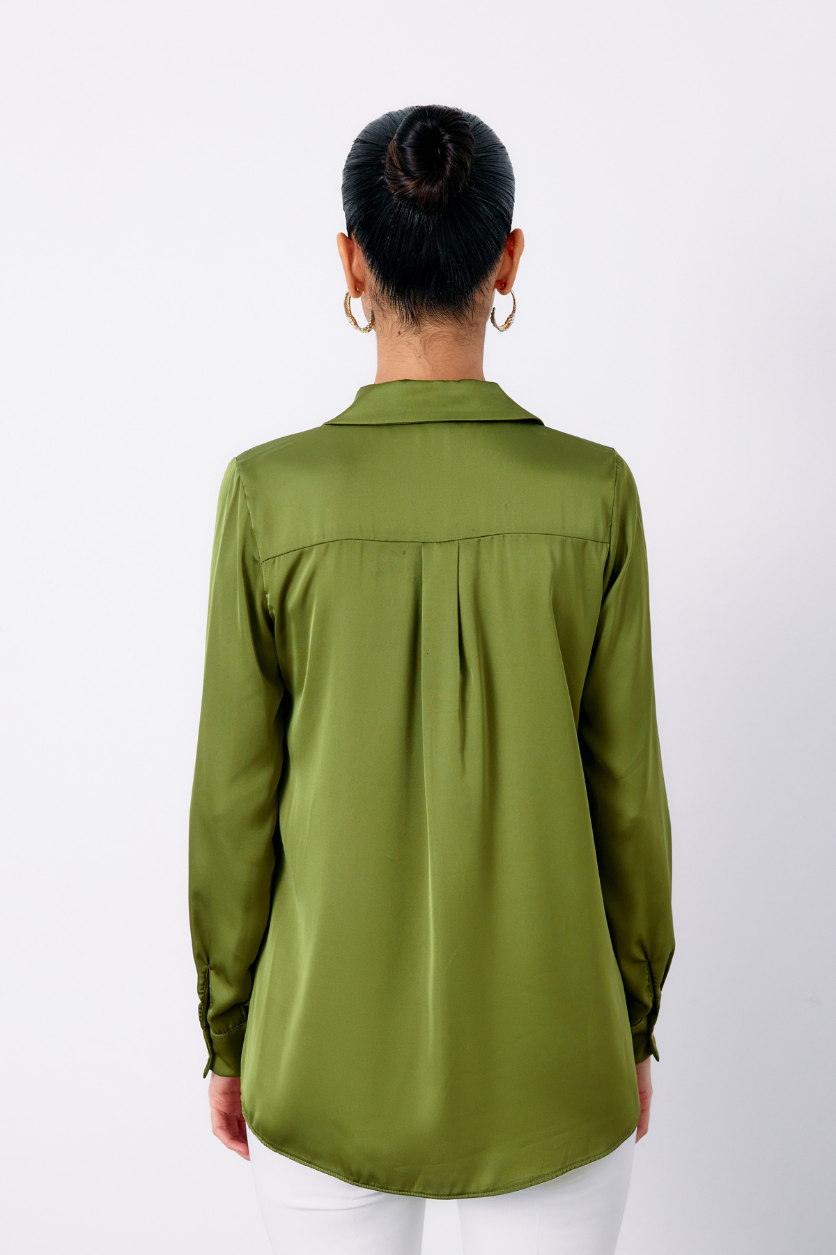 Saten Gömlek - YAĞ YEŞİLİ
