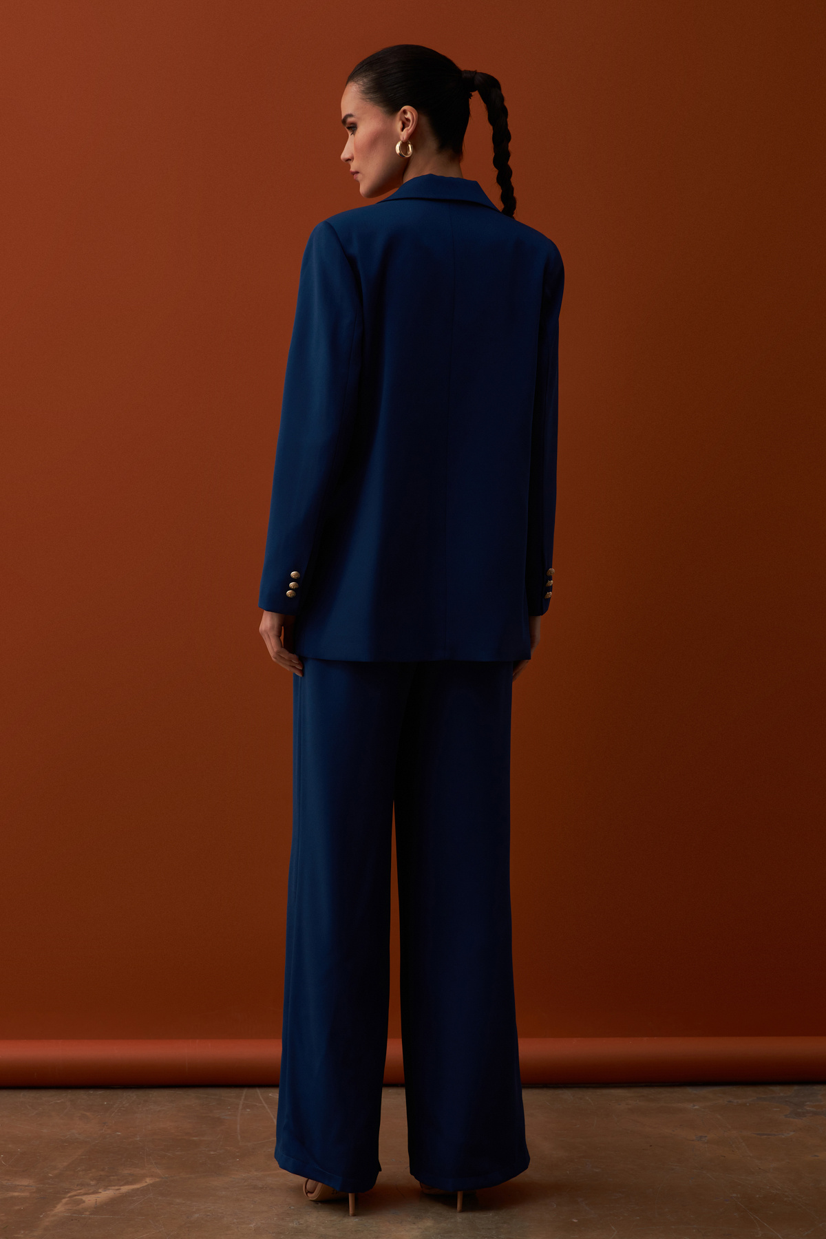 Saten Krep Ceket - LACİVERT