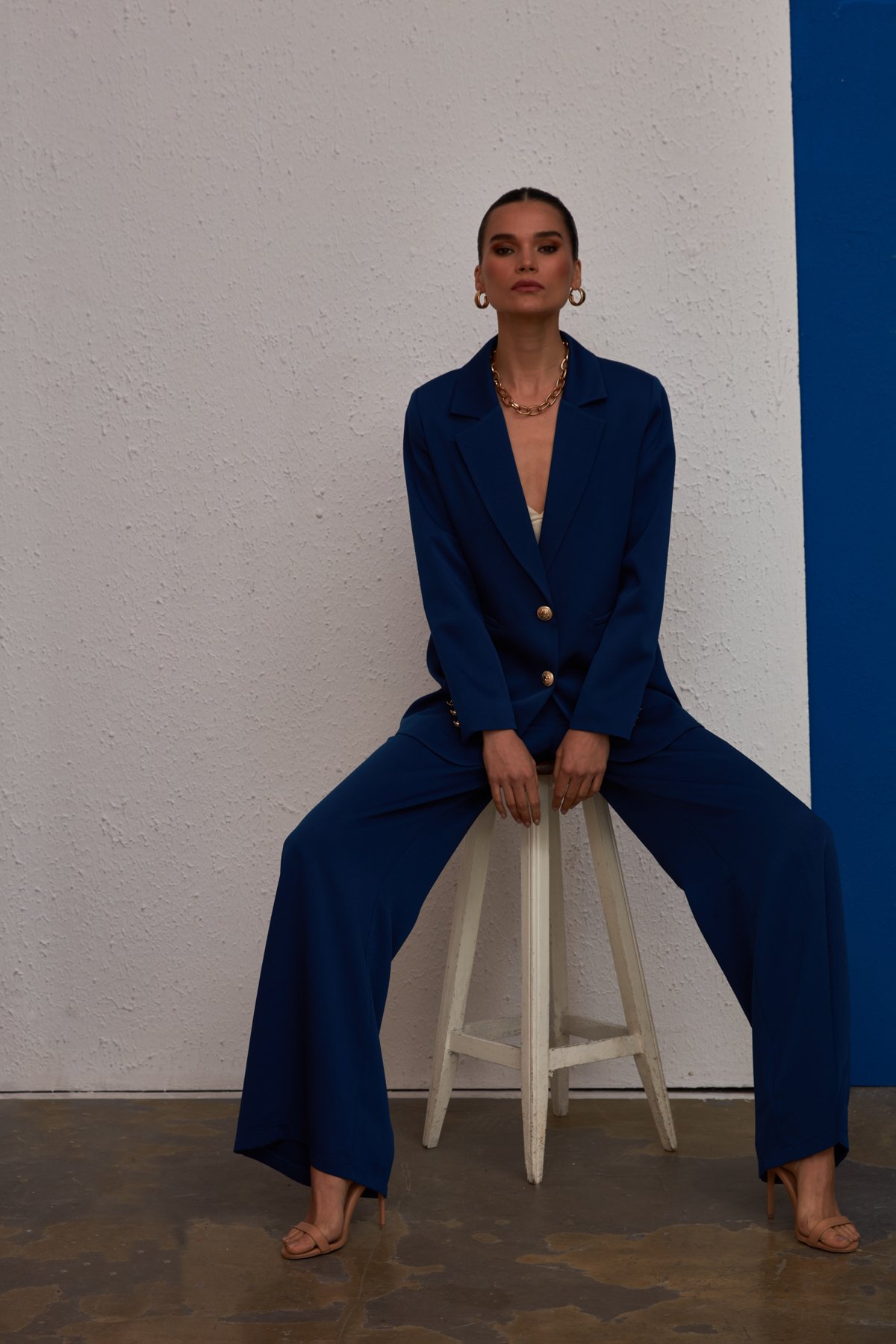 Saten Krep Ceket - LACİVERT