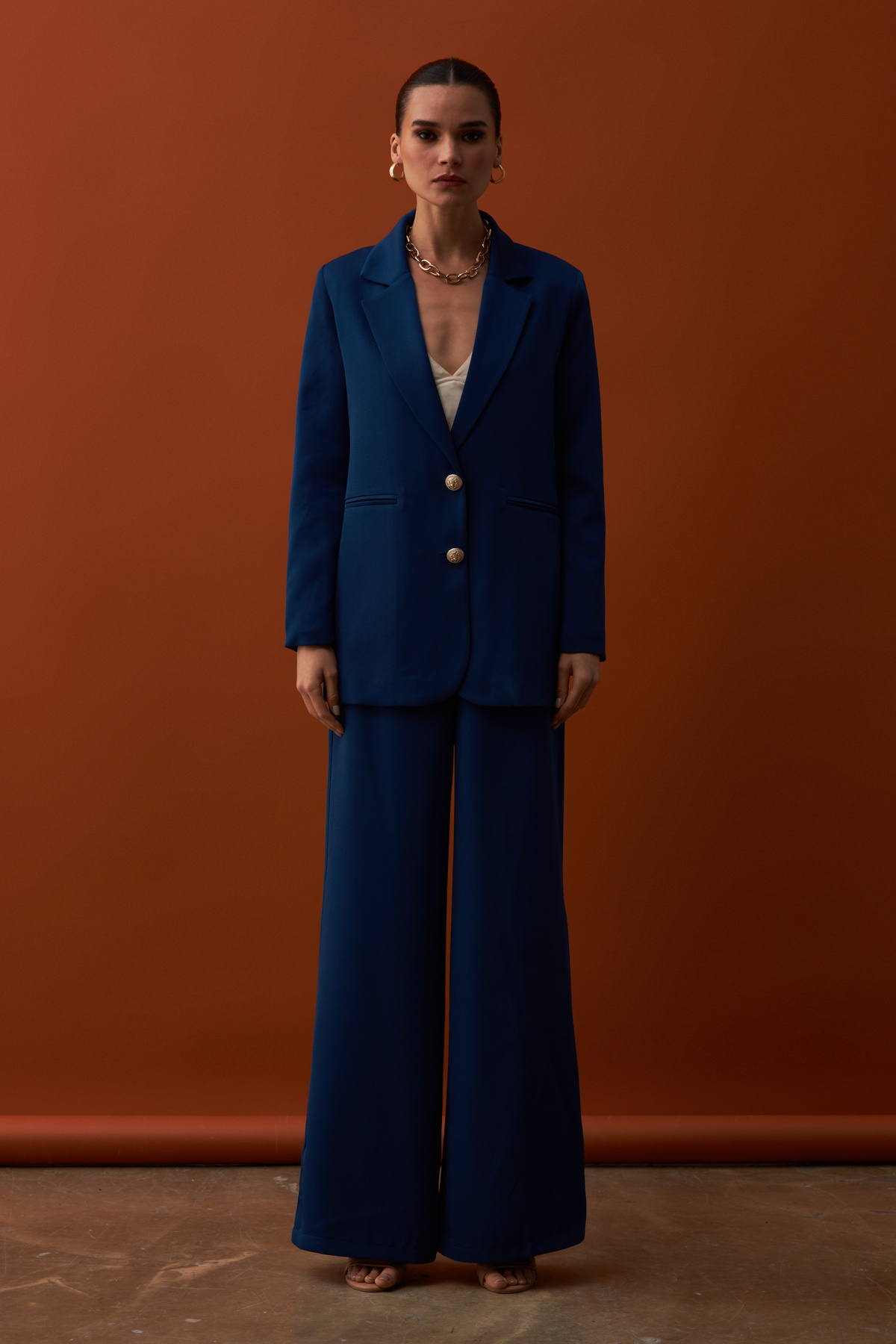 Saten Krep Ceket - LACİVERT