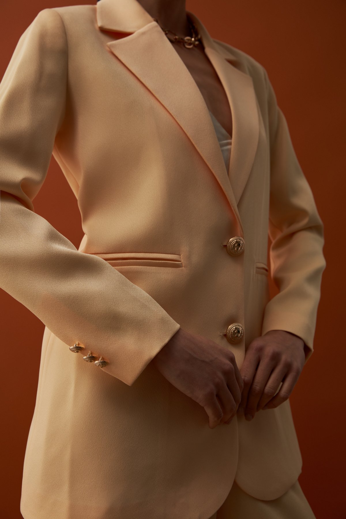 Saten Krep Ceket - SARI