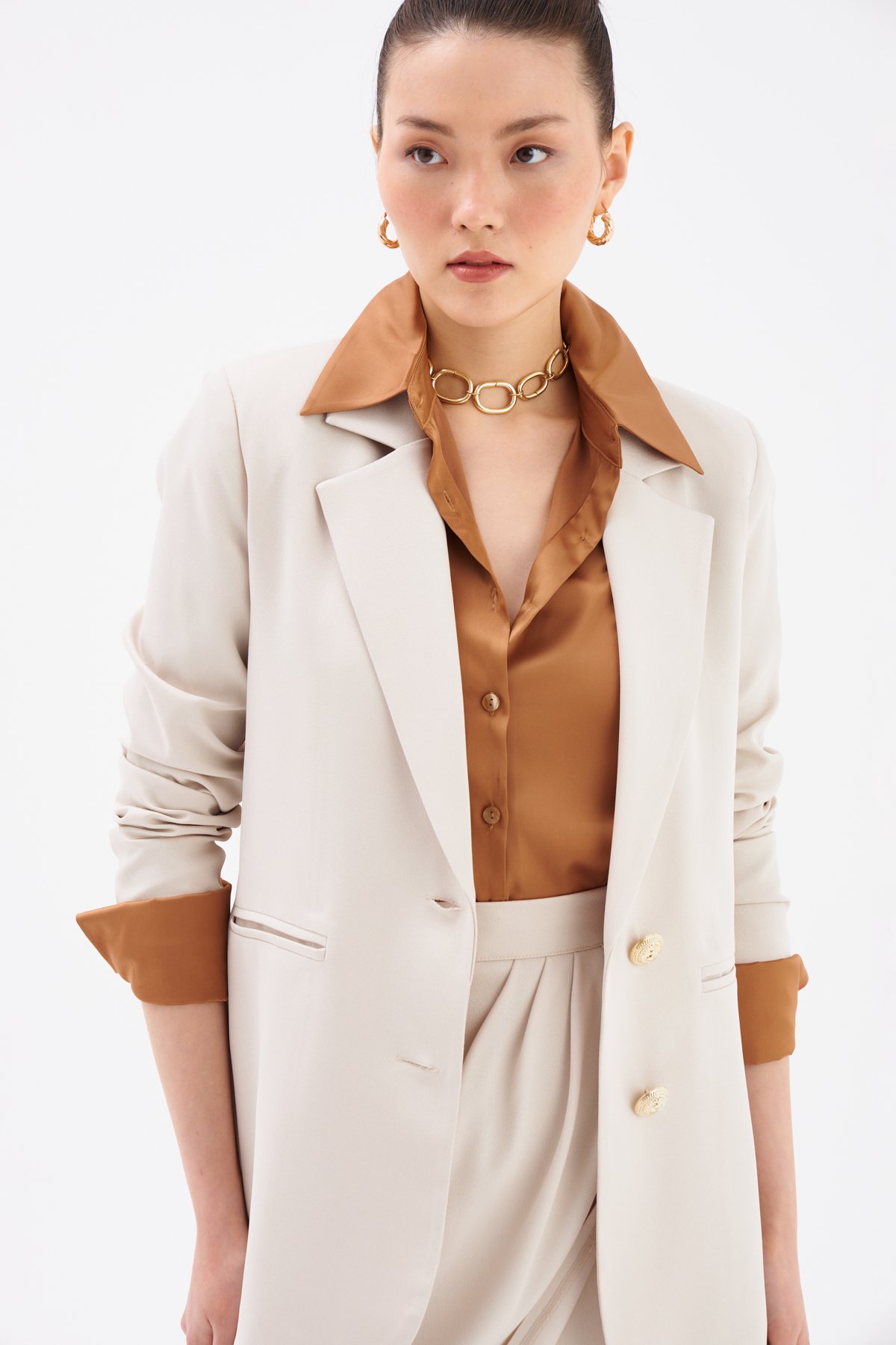 Saten Krep Ceket - TAŞ