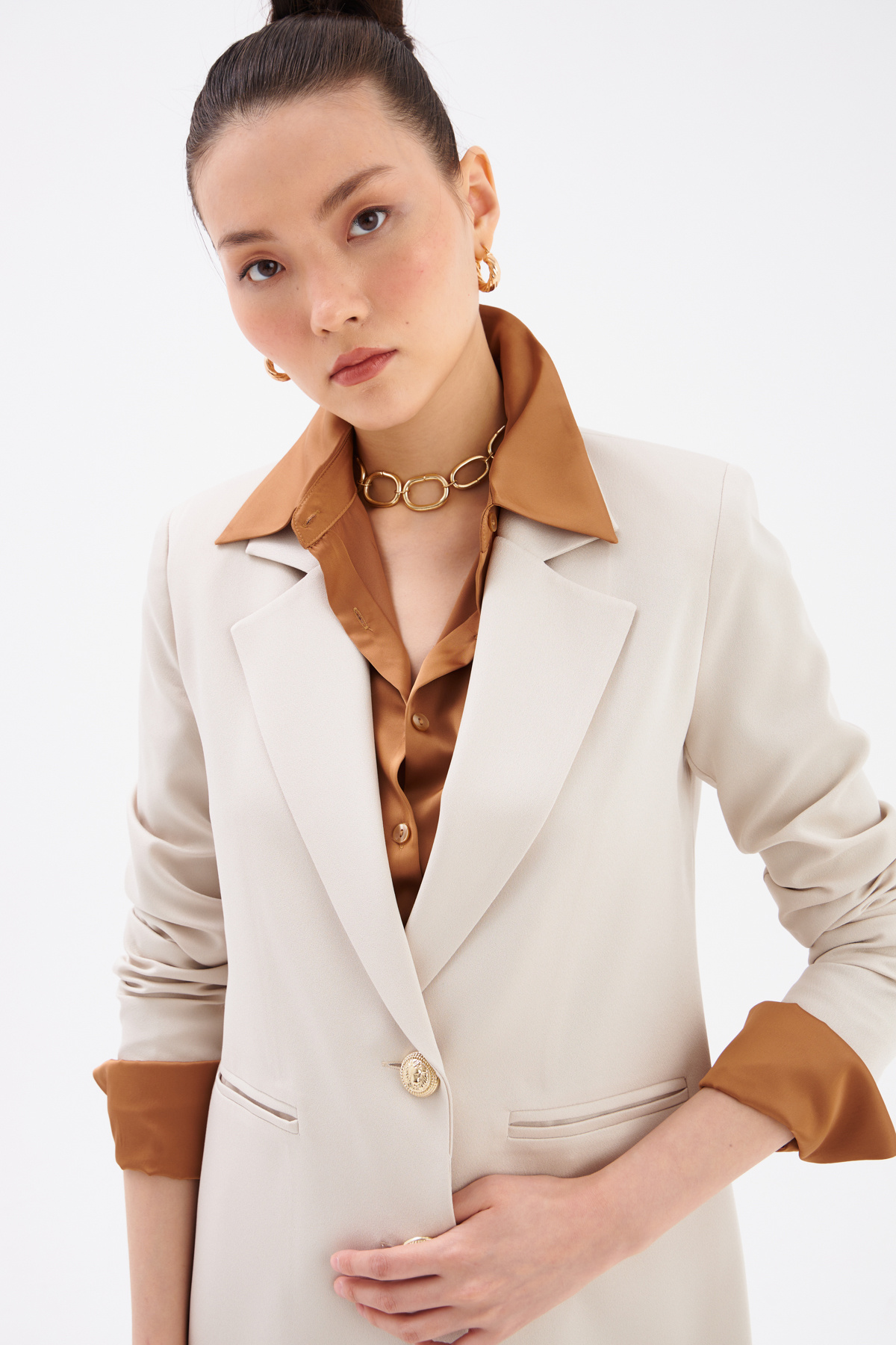 Saten Krep Ceket - TAŞ