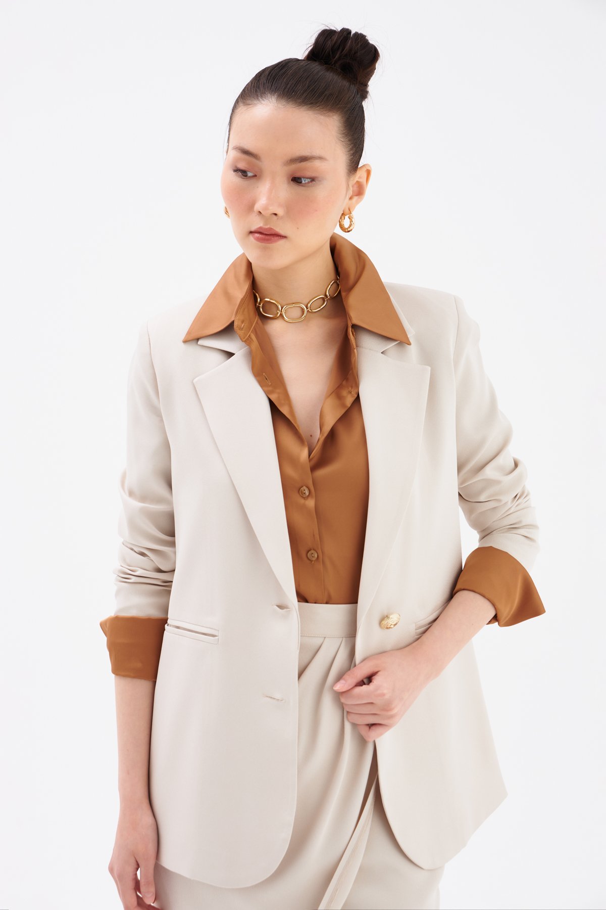 Saten Krep Ceket - TAŞ